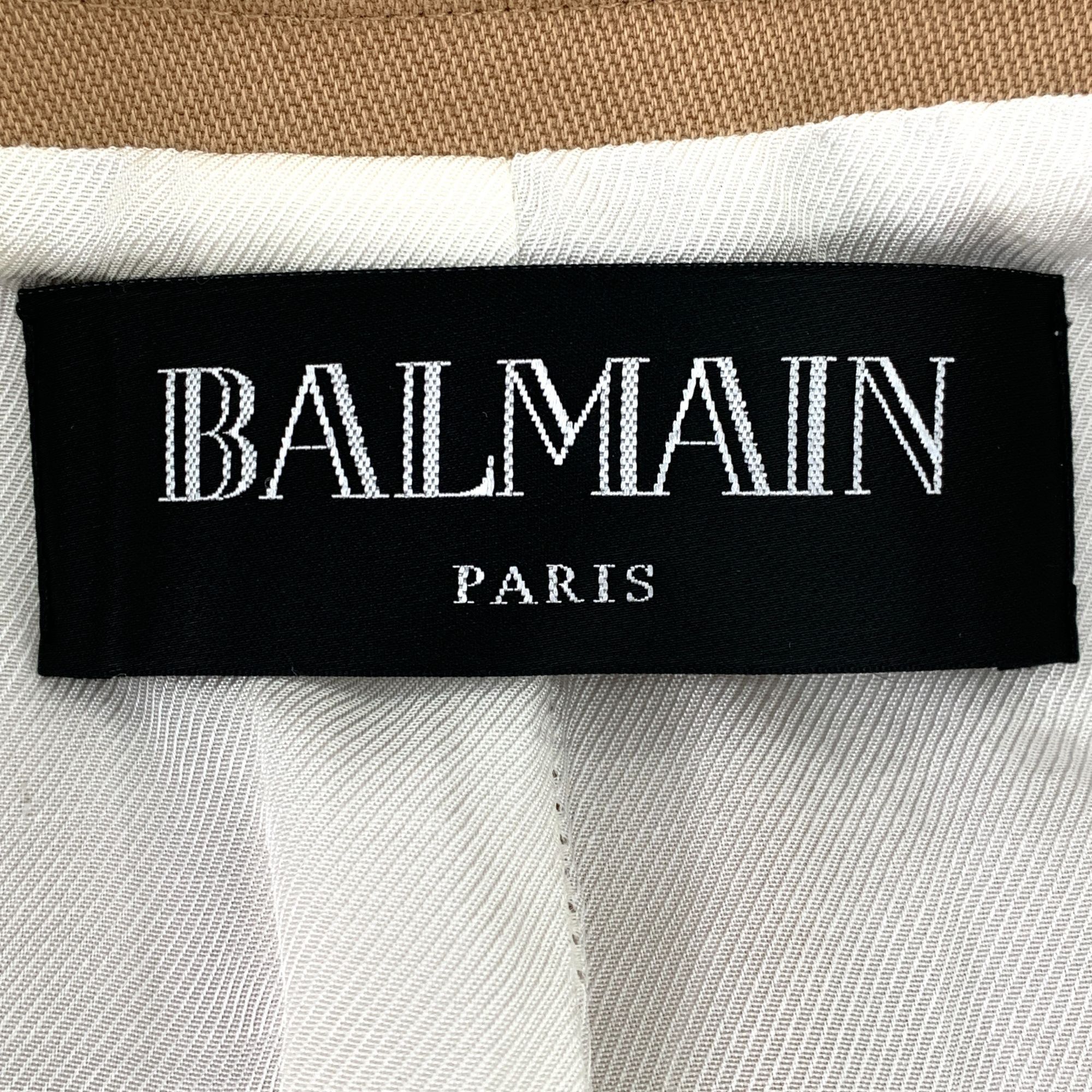 Balmain Balmain Womens Cropped Tan Jacket With Gold Lion Buttons & P Size XXS / US 00 / IT 34 - 8 Thumbnail