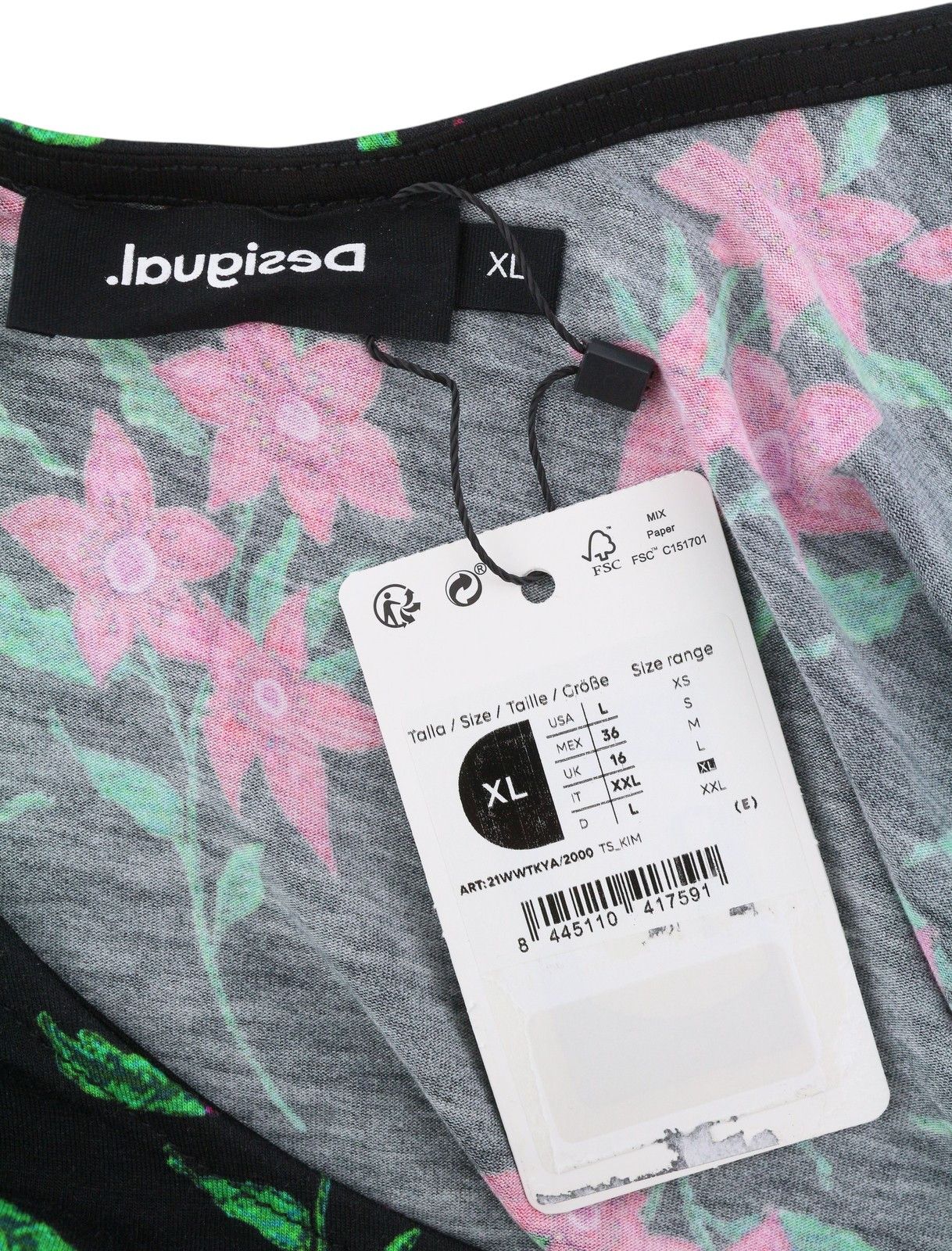 Desigual TS KIM XL Black Floral Open Back Blouse 88940 Size XL / US 12-14 / IT 48-50 - 7 Thumbnail