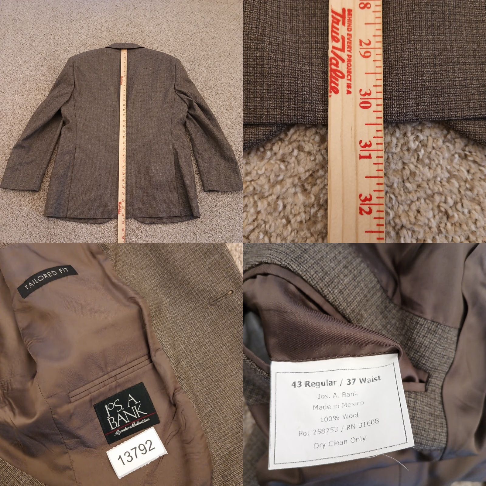 Jos. A. Bank Jos A. Bank Blazer Mens 43 Brown Wool Plaid Two Button Double Vent Notch Lapel Jacket Coat Size 46R - 8 Thumbnail