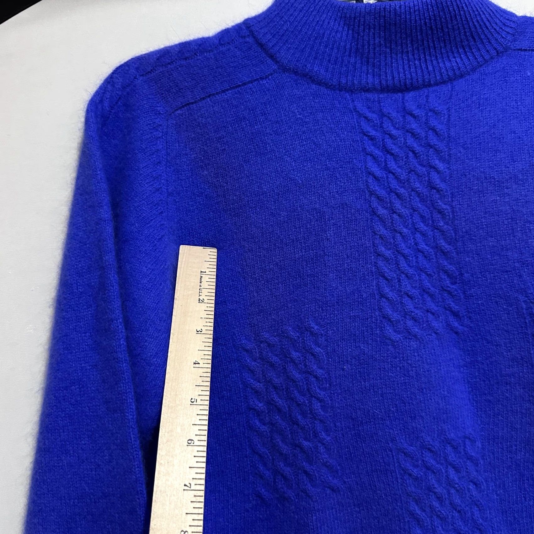 Vintage VINTAGE Crystal Sweater Womens M Blue Wool Angora Mock Neck DYE TRANSFER Size M / US 6-8 / IT 42-44 - 2 Thumbnail