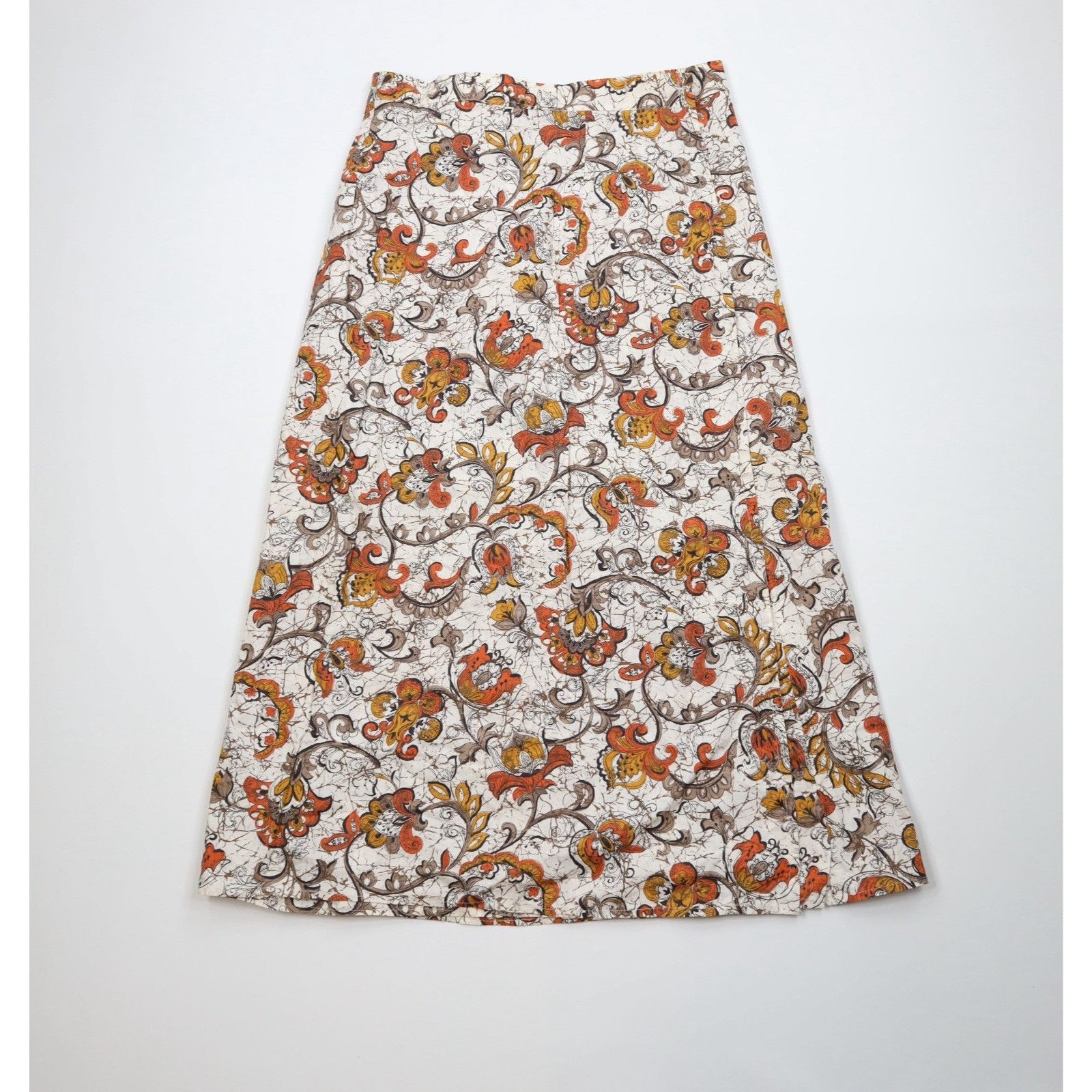 Vintage Vintage 60s 70s Barkcloth Bark Cloth Paisley Flower Skirt Size 25" / US 0 / IT 36 - 1 Thumbnail