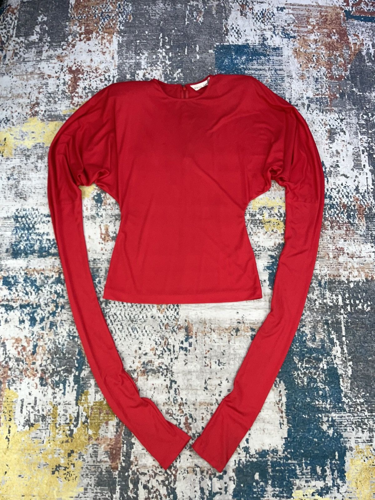 Norma Kamali Vtg Norma Kamali Shoulder Pad Over L/Sleeve Shirt Size XS / US 0-2 / IT 36-38 - 2 Thumbnail