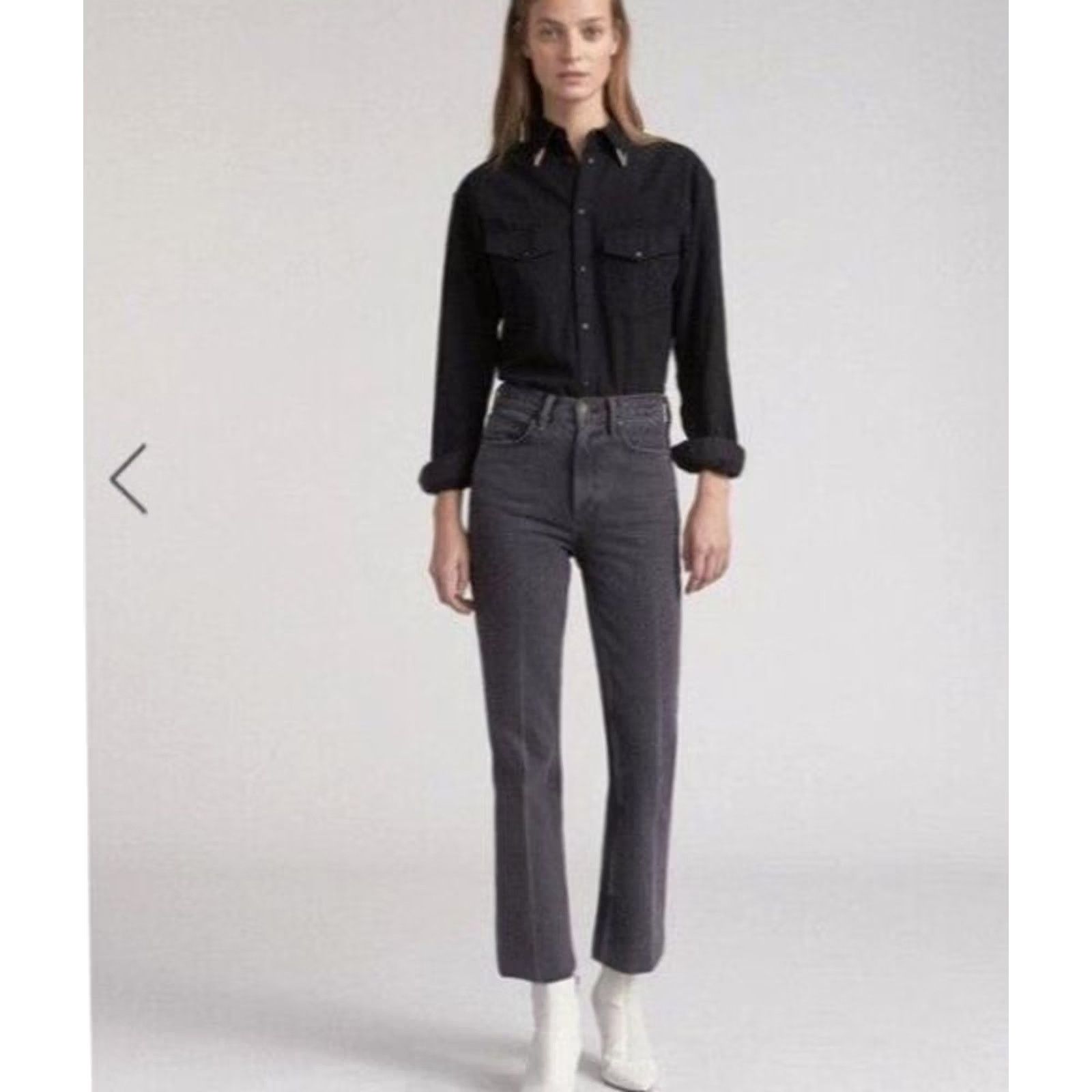Rag & Bone Rag & Bone DYLAN Grey Kuro Cotton High Waist Crop Kick Flare Jeans Sz 31 NEW Woman Regular Denim Grey/Gray Cotton Jeans Size 24" / US 00 / IT 34 - 3 Thumbnail