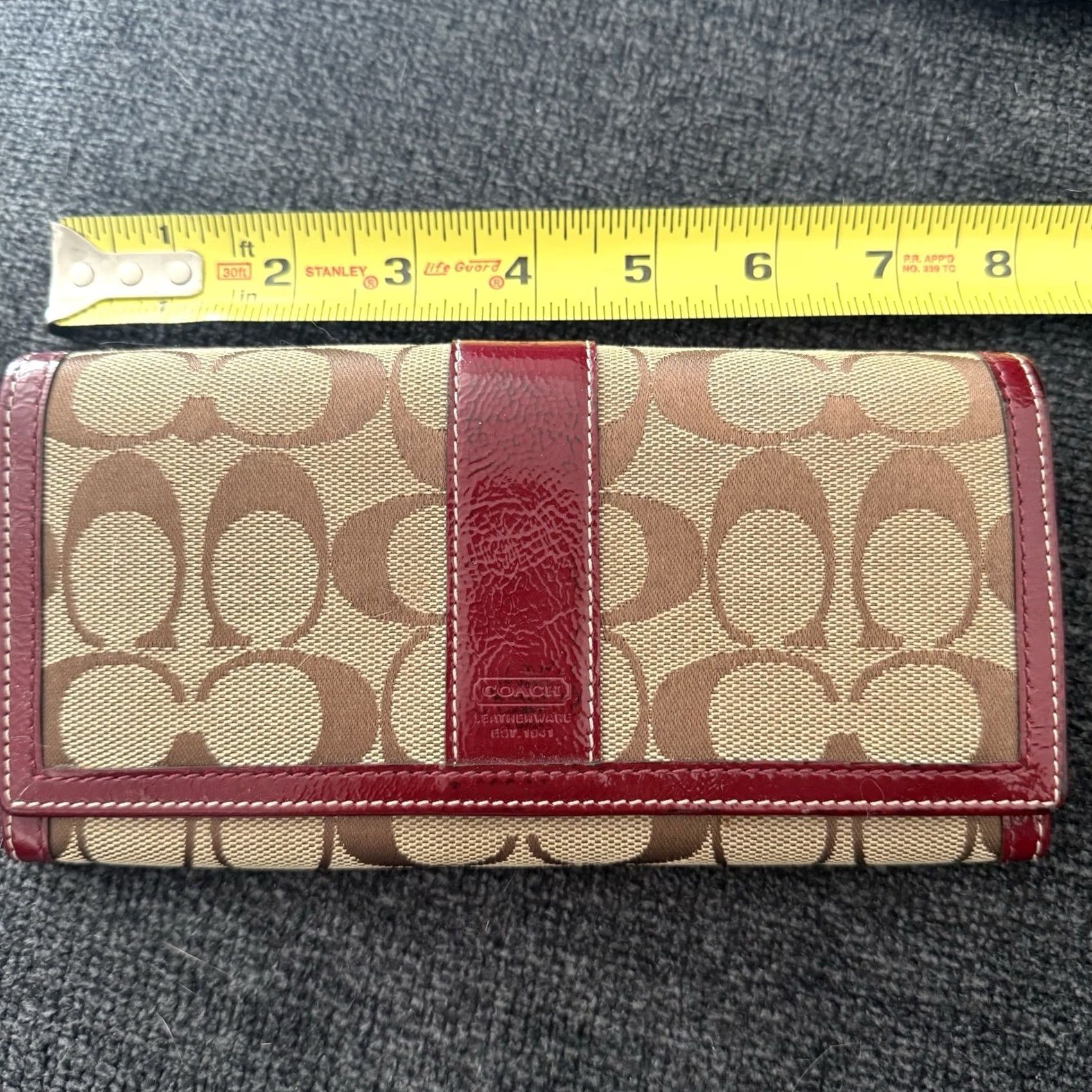Coach Coach Wallet Checkbook Clutch Red Berry Khaki Mahogany Maroon Women Size ONE SIZE - 7 Thumbnail