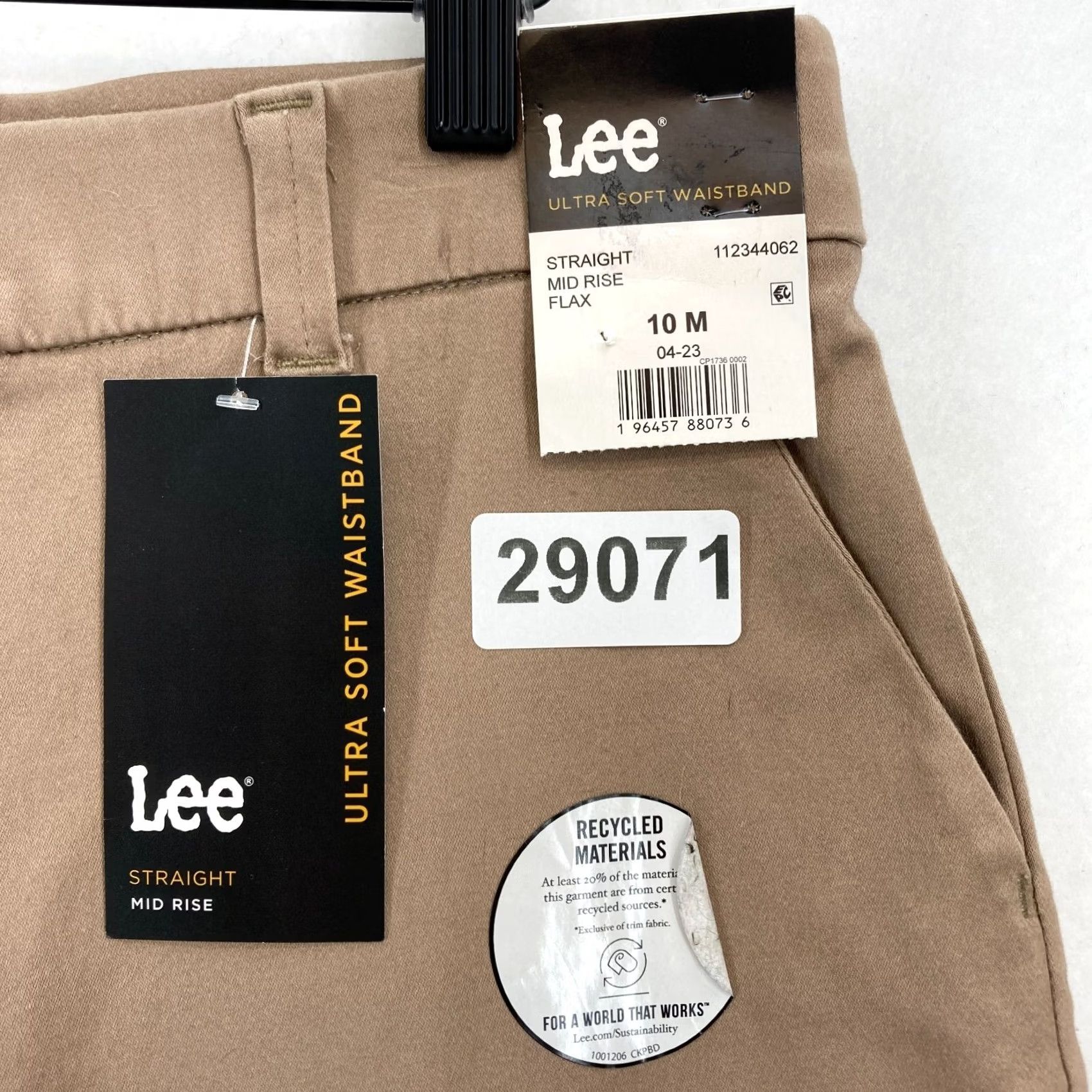 Lee Lee Chino Pants Women's 10 Straight Leg Brown Stretch Mid Rise Comfort Waistband Size 32" / US 10 / IT 46 - 4 Thumbnail