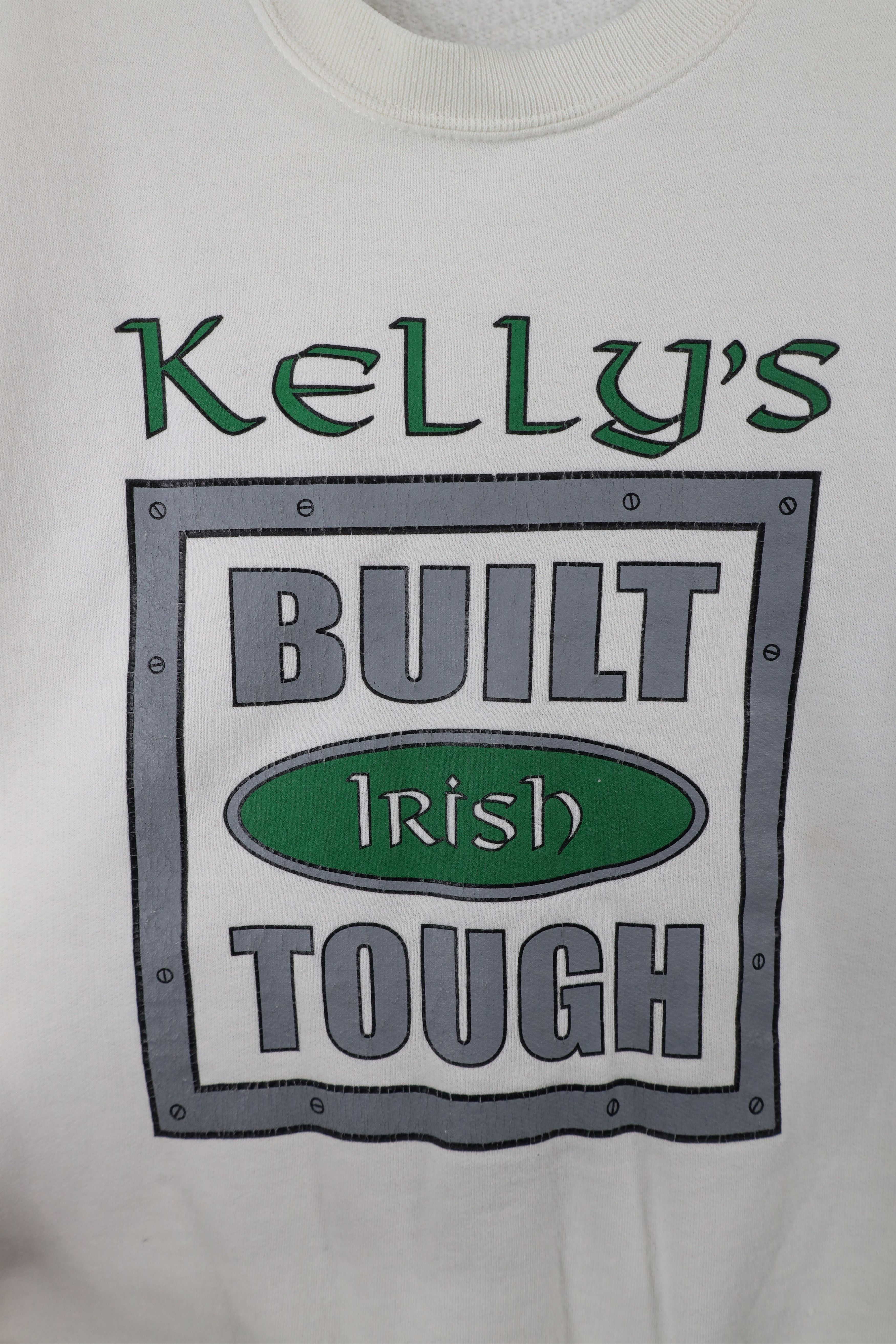 Vintage Vintage 90s Kellys Irish Bar Built Tough Sweatshirt White Size US M / EU 48-50 / 2 - 4 Thumbnail