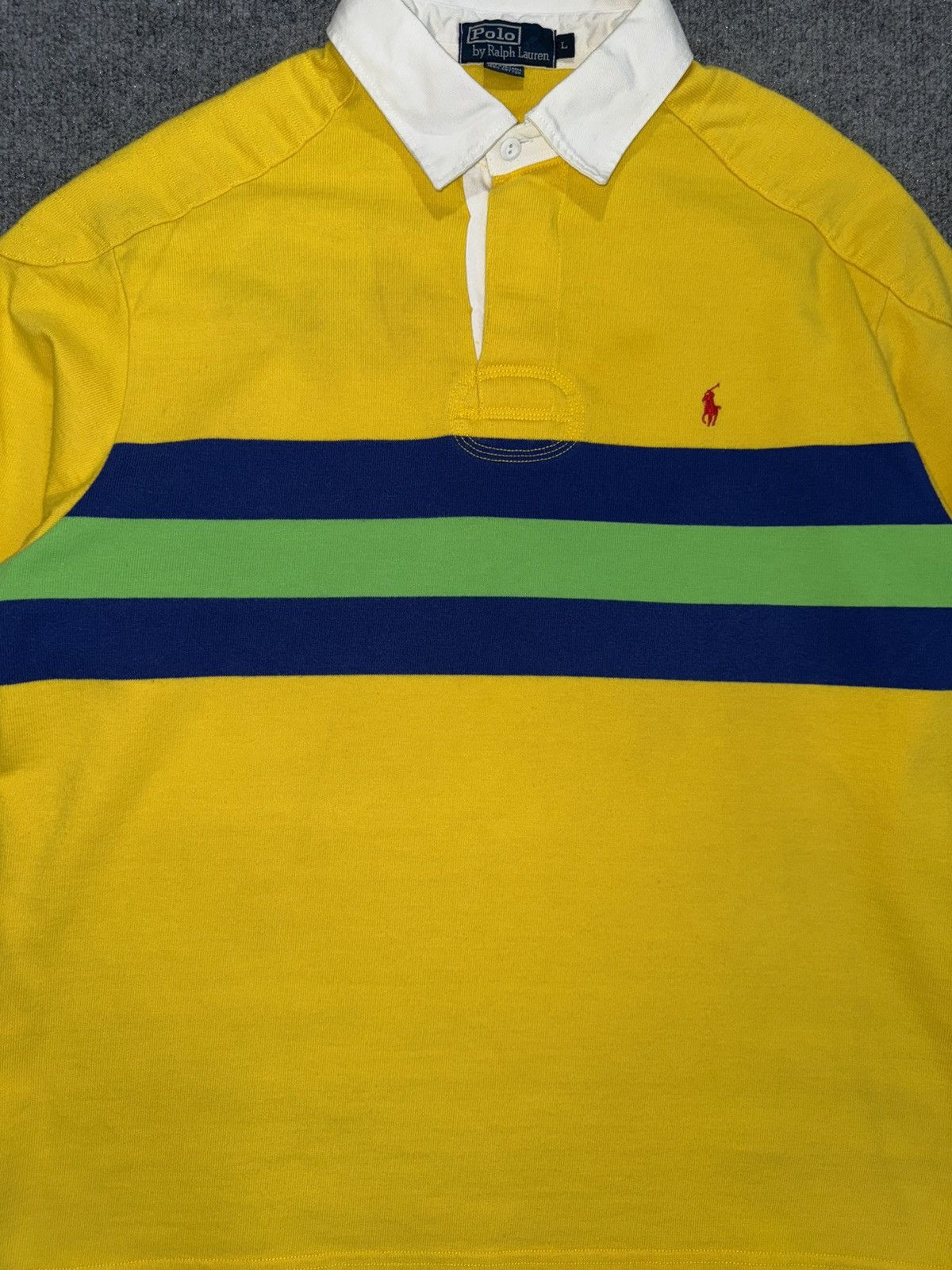 Polo Ralph Lauren Polo Ralph Lauren Yellow Stripe Rugby Shirt L Size US L / EU 52-54 / 3 - 2 Thumbnail