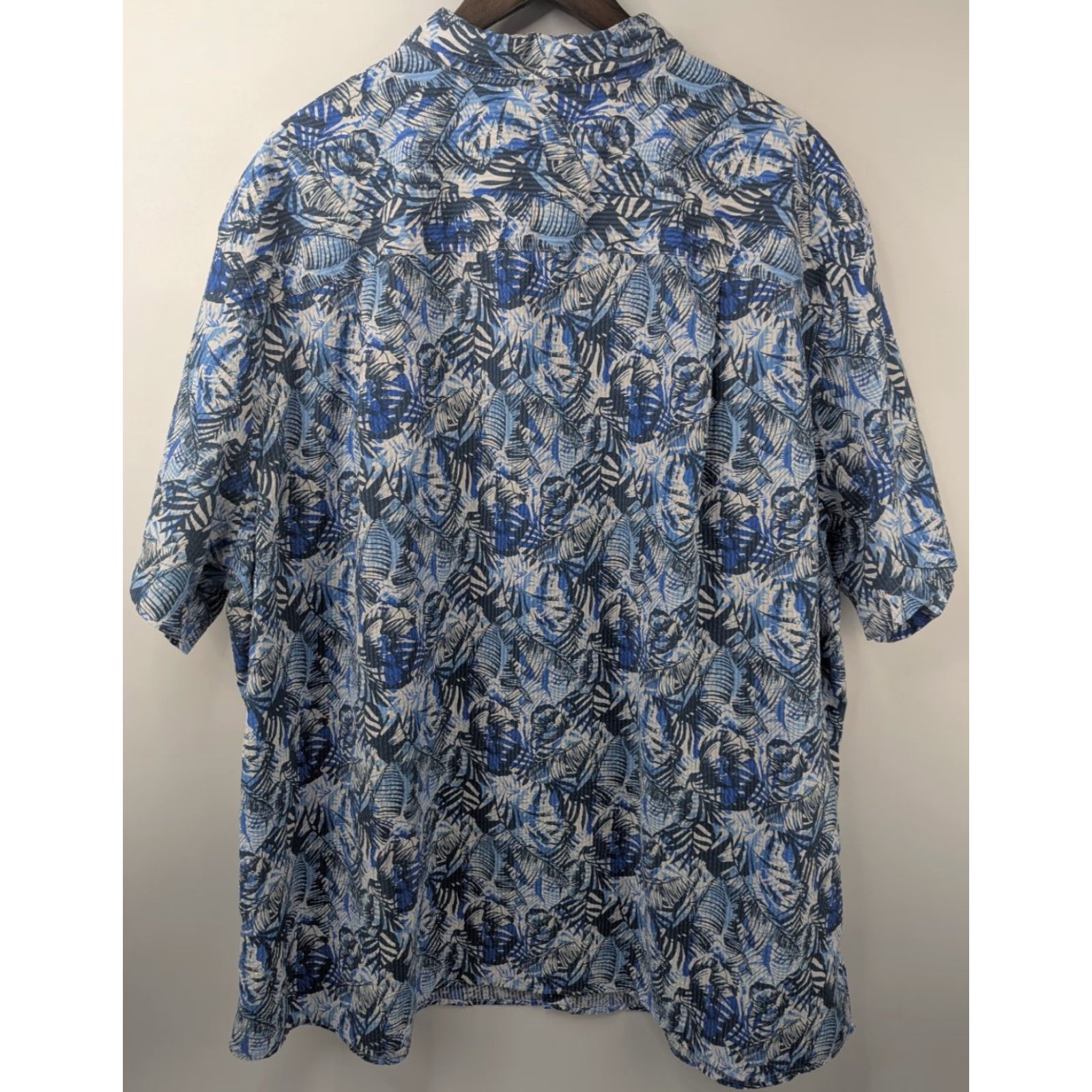 Vintage Oak Hill Shirt Mens 2XL Blue Palm Tree Seersucker Button Short Sleeve Size US XXL / EU 58 / 5 - 3 Thumbnail