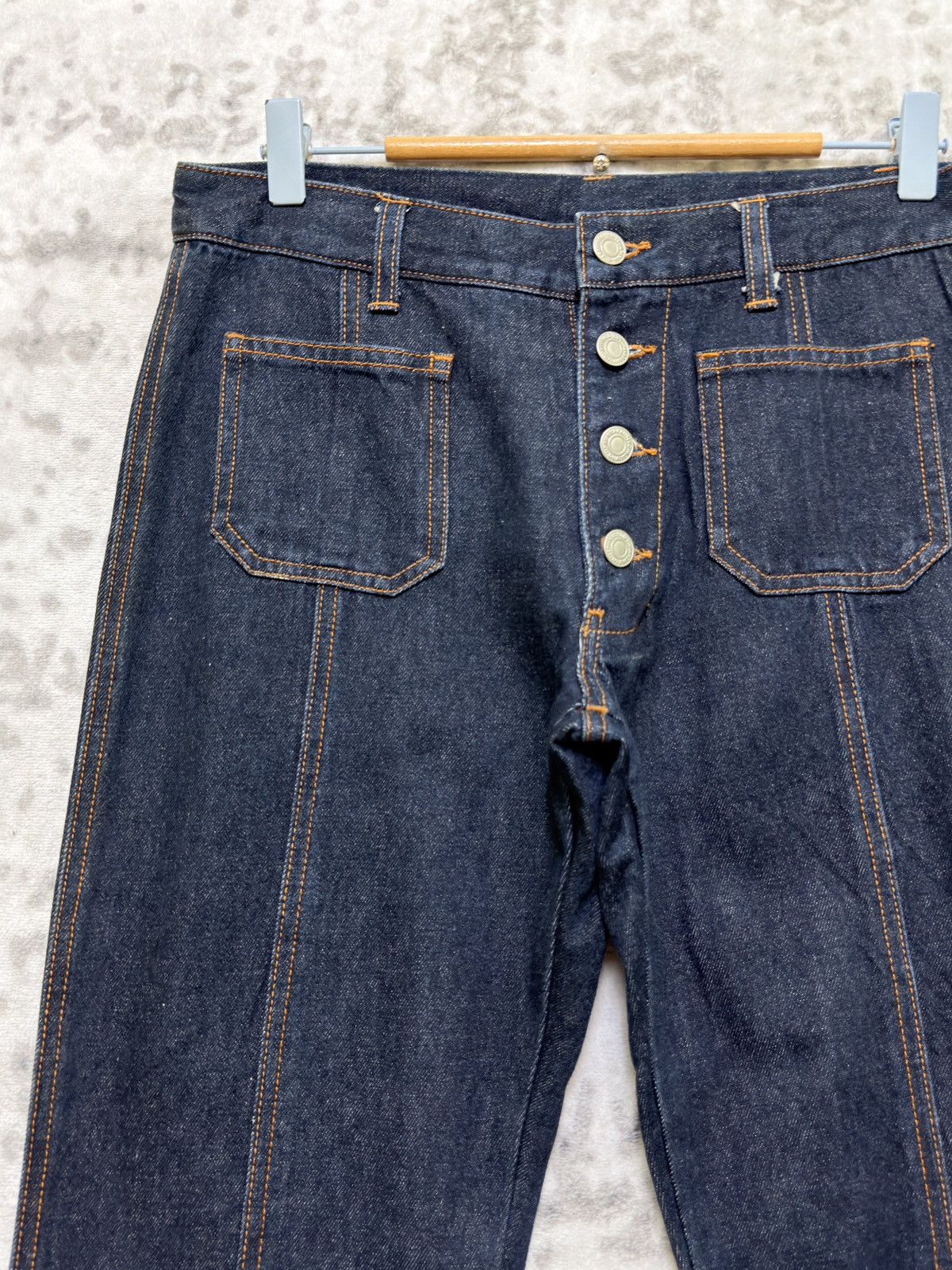 Japanese Brand Vintage Bell Bottom Flare Denim Retro High Waist Button Fly Size US 28 / EU 44 - 4 Thumbnail