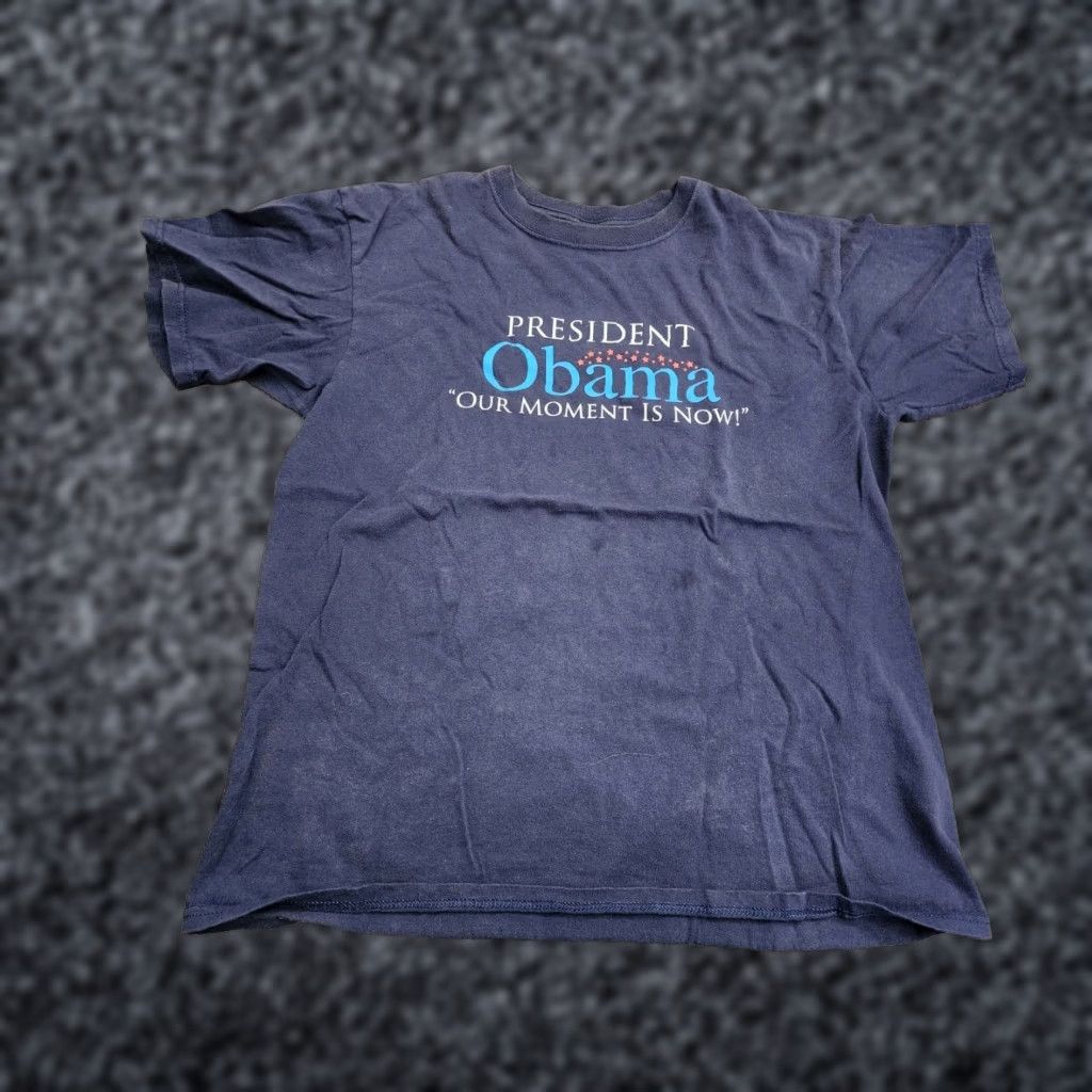 Etro Retro Barack Obama Our Moment Is Now T Shirt Mens M Distressed Blue Cotton Crew Neck Short Sleeve USA Size US M / EU 48-50 / 2 - 1 Thumbnail