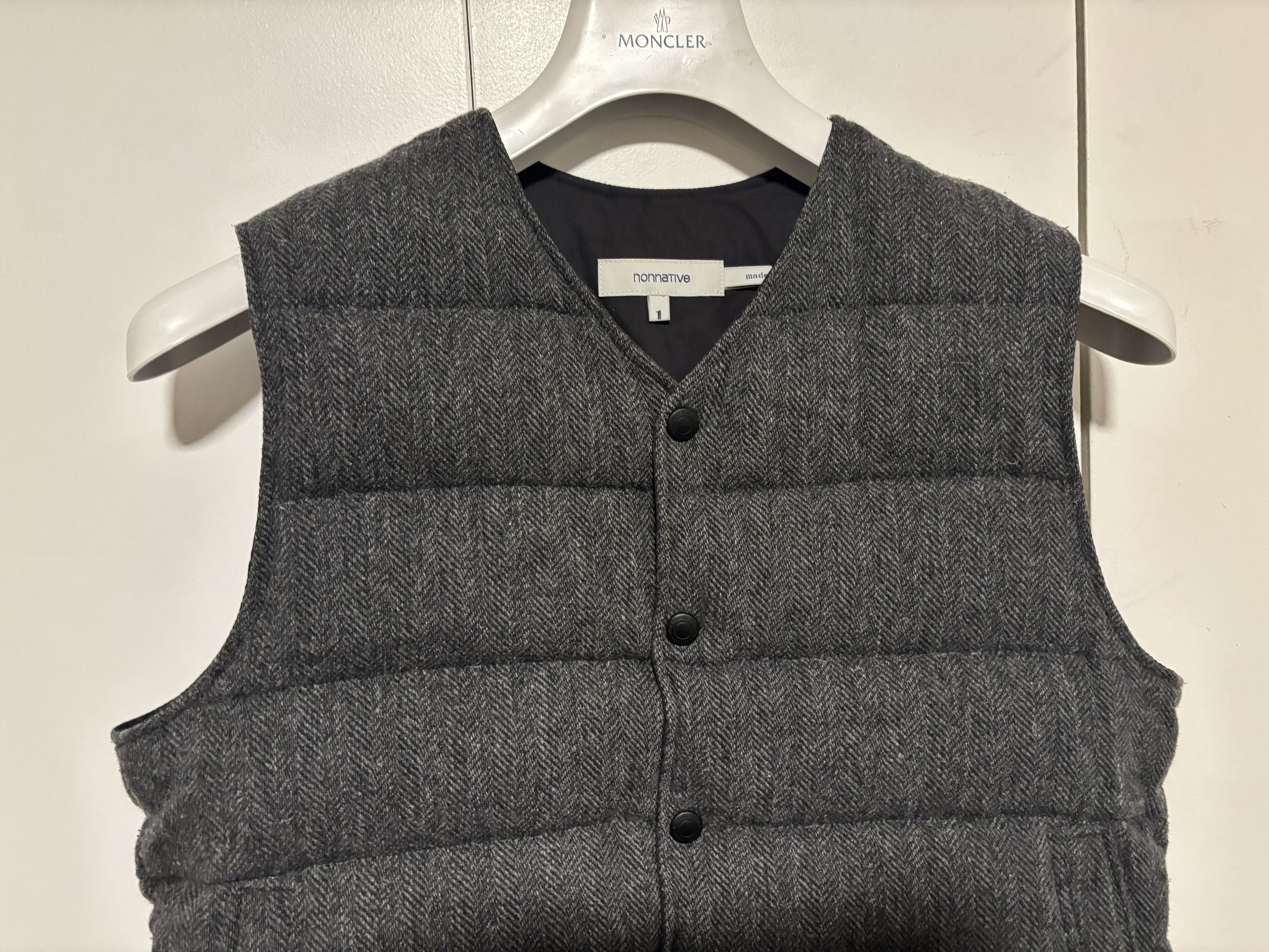 Nonnative Grey Snap Button Herringbone Wool Down Vest Size 1 Size US S / EU 44-46 / 1 - 2 Thumbnail