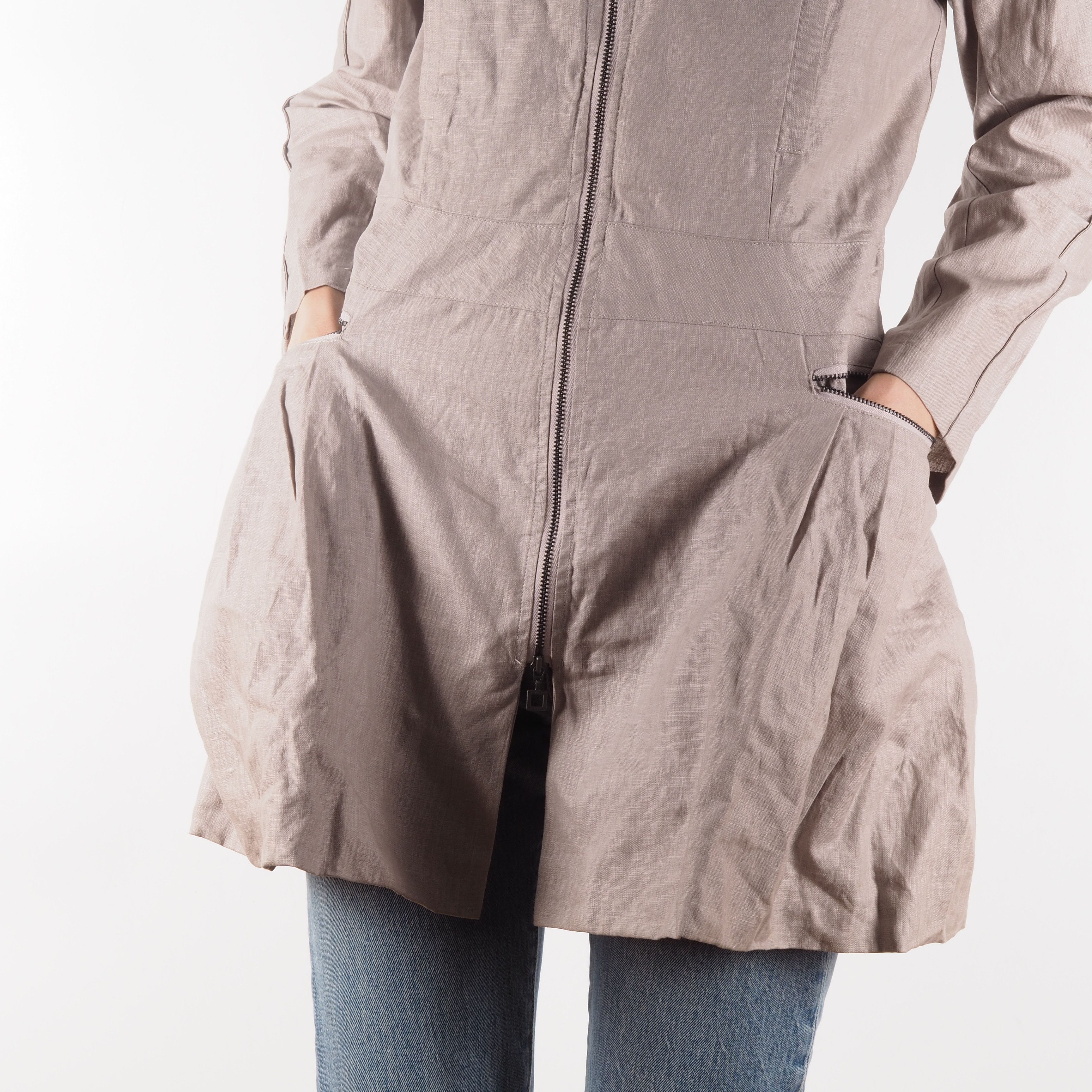 Sarah Pacini Sarah Pacini Avantgarde Light Beige Zip Coat Jacket Size S / US 4 / IT 40 - 3 Thumbnail