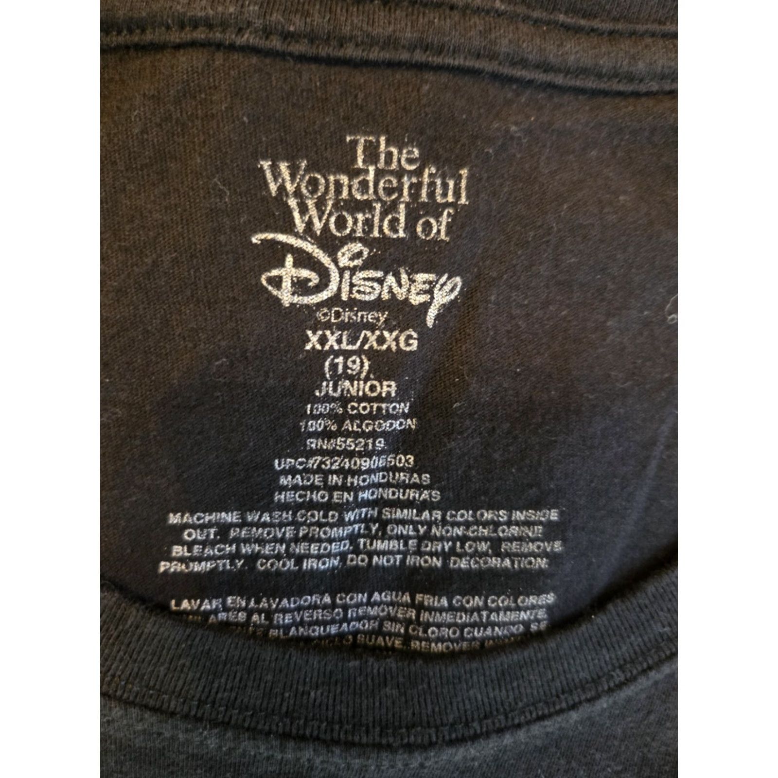 Disney VINTAGE? Nope. Final: Disney Tinkerbell Butterfly Print Short Sleeve T-Shirt Womens Juniors 2XL Black Cap Sleeve Round Neck 100% Cotton T-Shirt Mens? Size XXL / US 16-18 / IT 52-54 - 2 Thumbnail