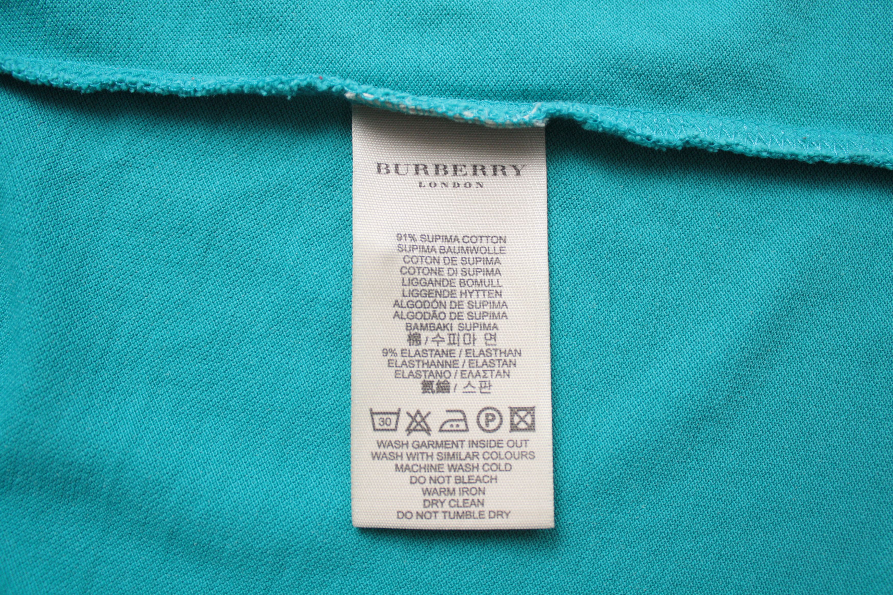 Burberry Burberry Nova Check Turquoise Blue L/S Women's Polo Size XL / US 12-14 / IT 48-50 - 8 Thumbnail