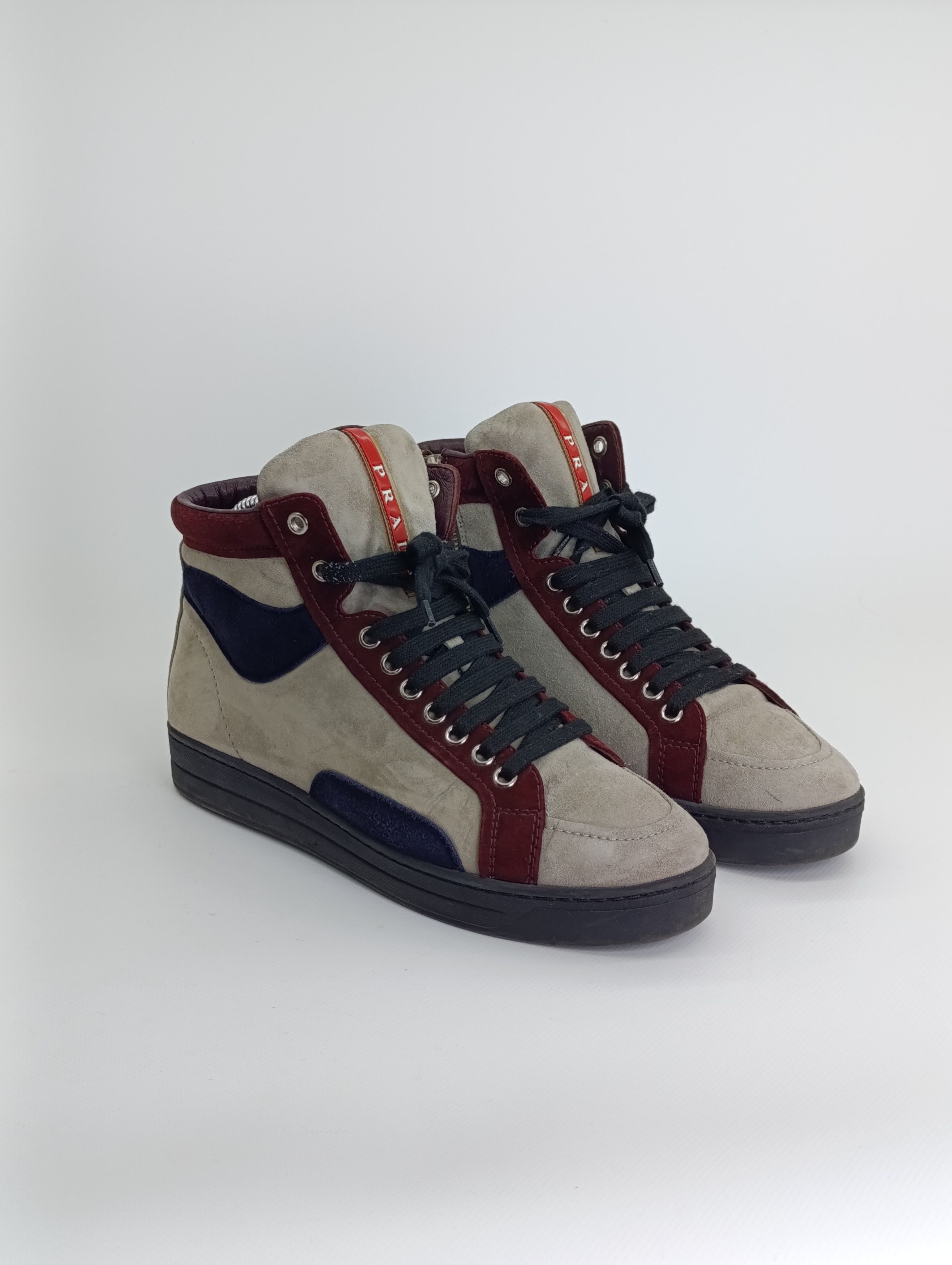 Prada PRADA WOMENS SUEDE ANKLE BOOTS LACE UP HIGH-TOP SNEAKERS Size US 7.5 / IT 37.5 - 1 Thumbnail