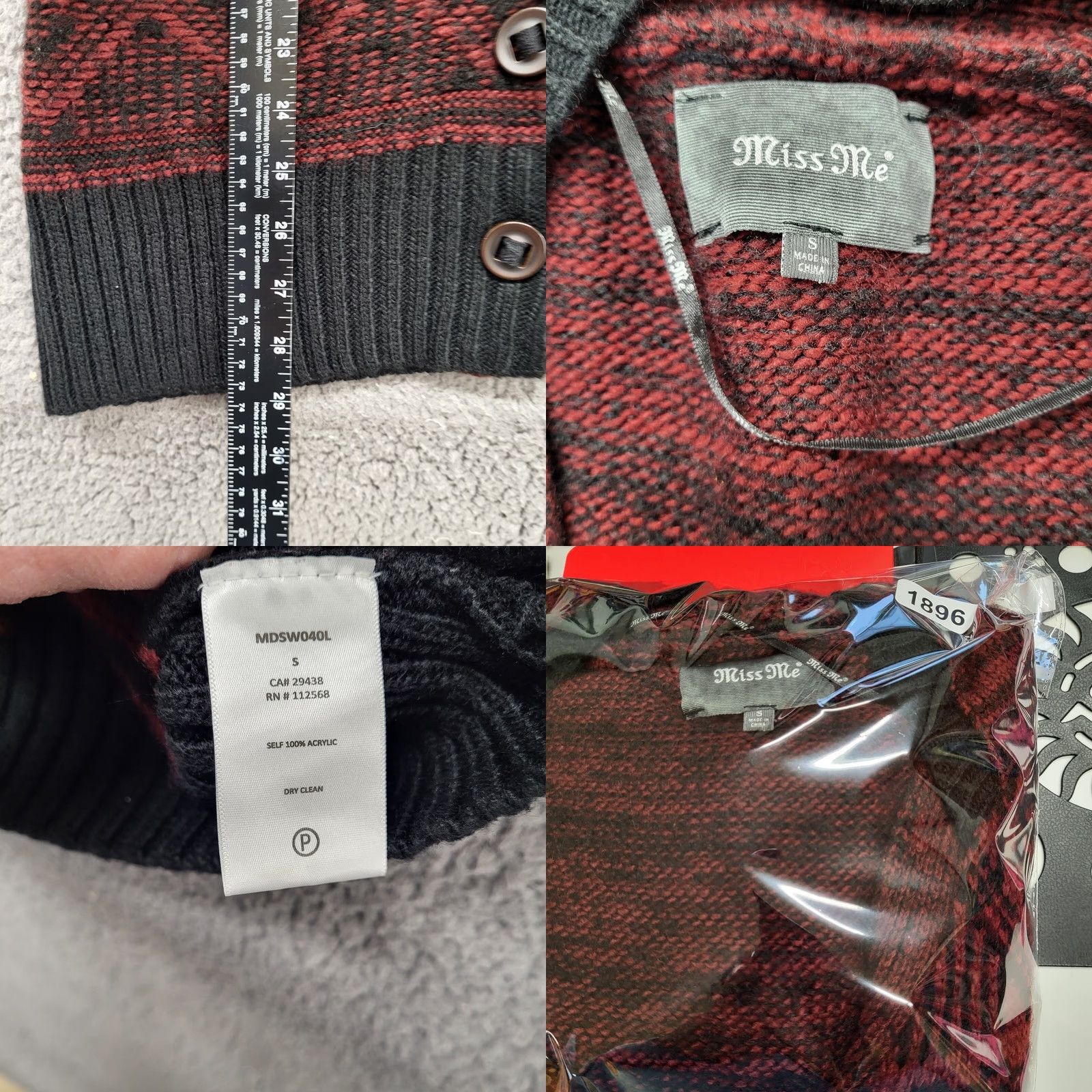 Miss Me Miss Me Cardigan Sweater Womens Small Dark Red Acrylic Knit Hooded Button Snap Knit Style Cardigan Bohemian Size S / US 4 / IT 40 - 8 Thumbnail
