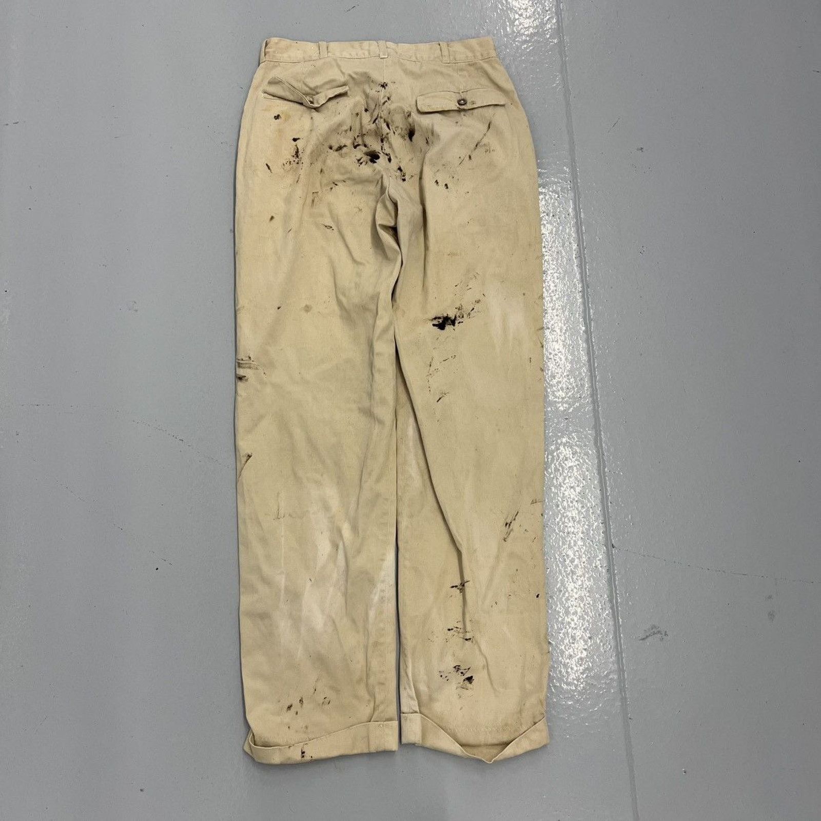 Vintage Vintage 50s Cream Sanforized Cotton Chinos 28x30 Size US 28 / EU 44 - 4 Thumbnail