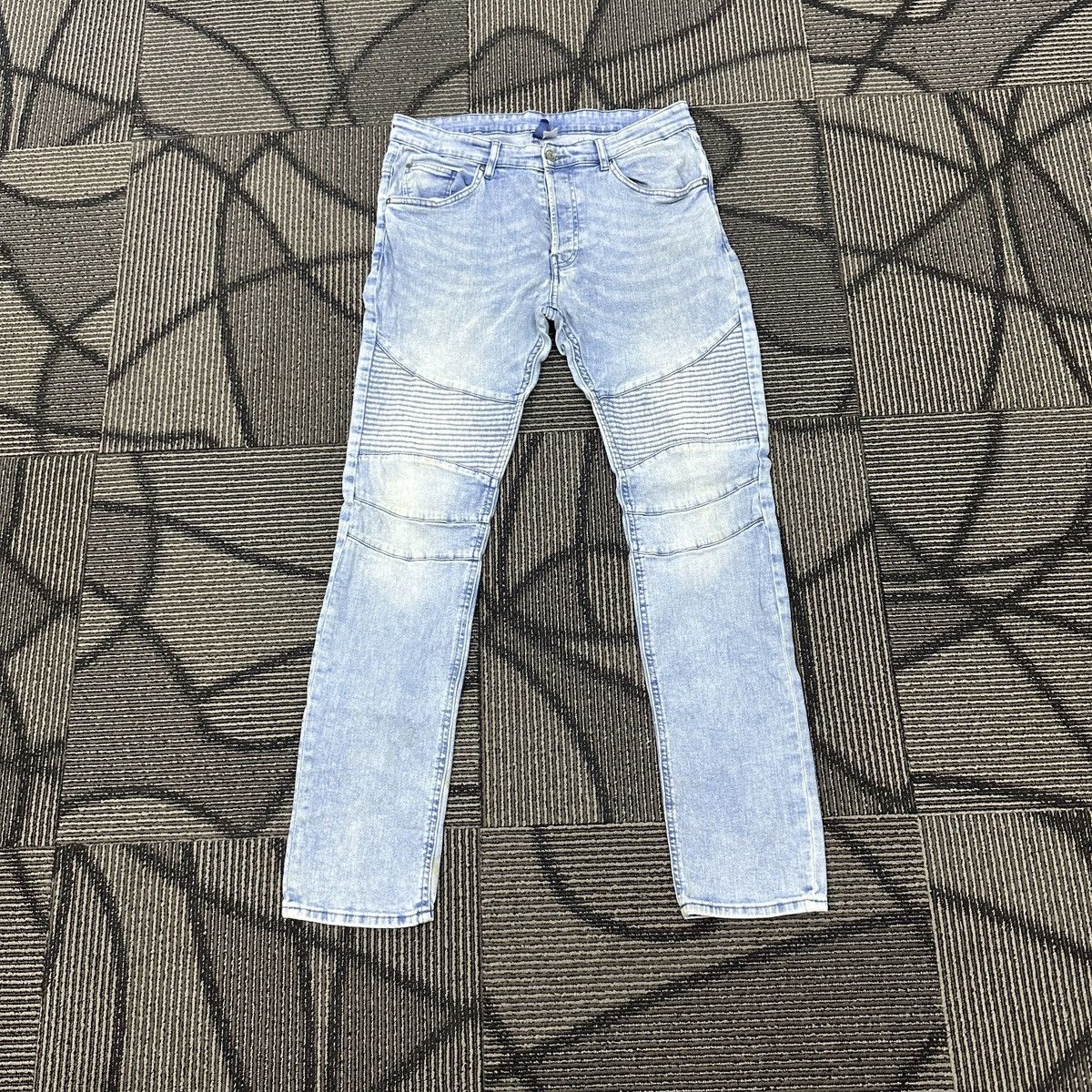 H&M Faded H&M Divided Skinny Biker Jeans Balmain Paris Style Size US 34 / EU 50 - 1 Thumbnail