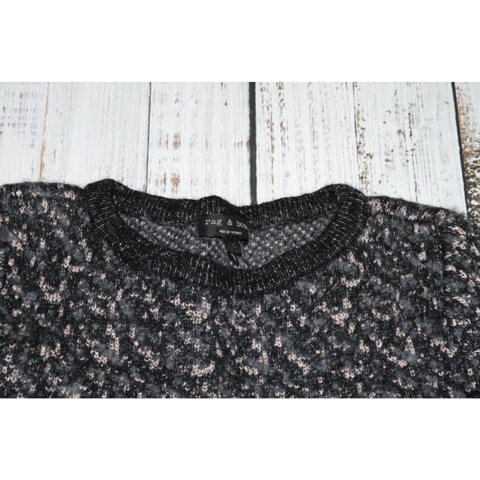 Rag & Bone Rag & Bone Sweater Dress Womens XS Black Speckled Knit Merino Wool Crew Neck Bell Sleeve Pullover Size XS / US 0-2 / IT 36-38 - 2 Thumbnail