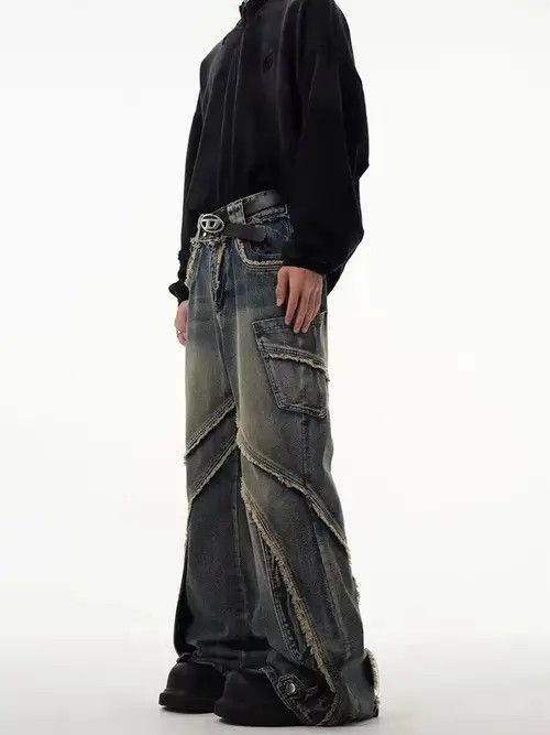 Japanese Brand × Jean Street embroidered skull wide leg jeans Size US 32 / EU 48 - 2 Thumbnail