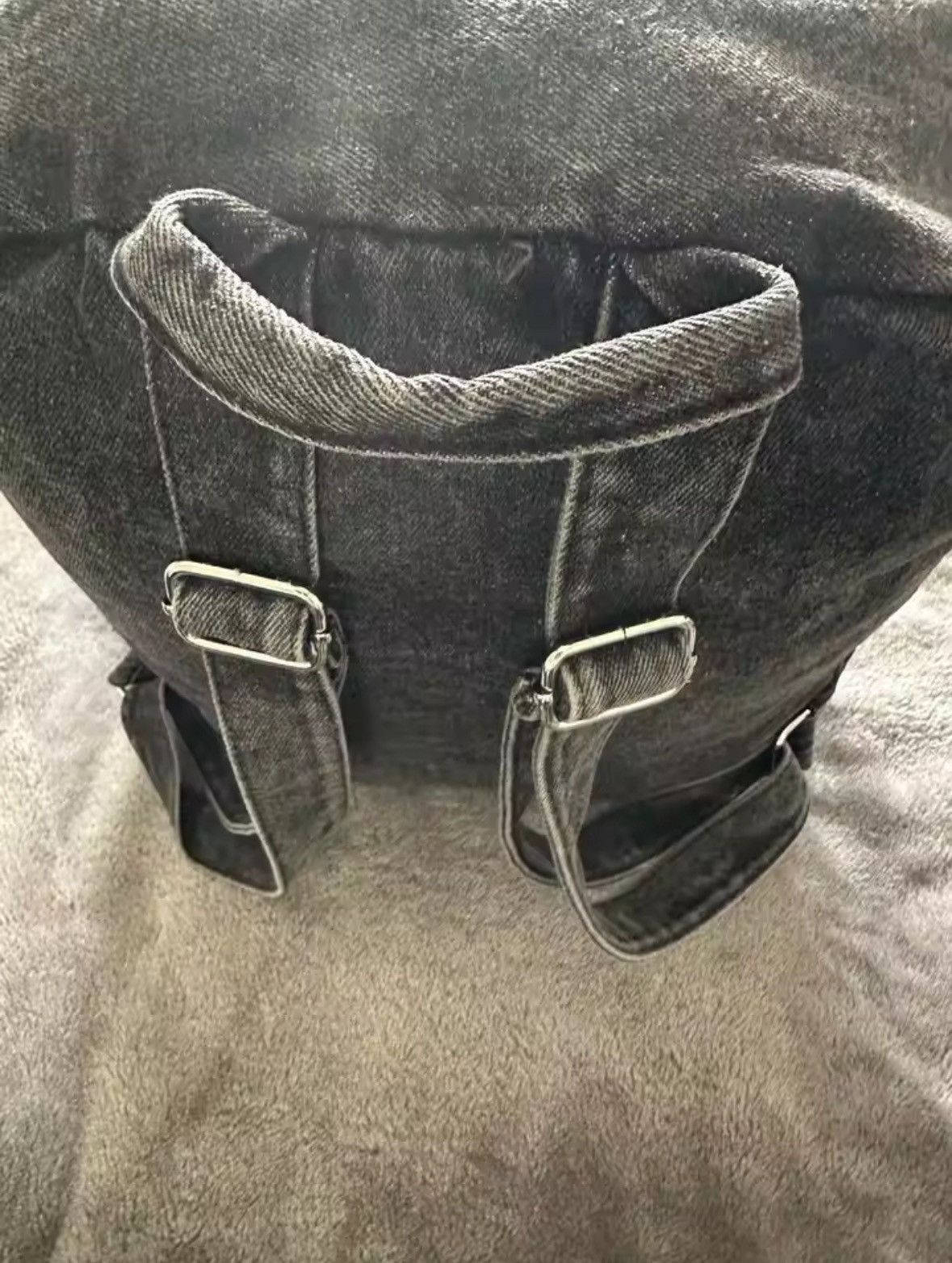 Japanese Brand New Gray Denim Backpack Women's Leisure Travel Outing Size ONE SIZE - 5 Thumbnail