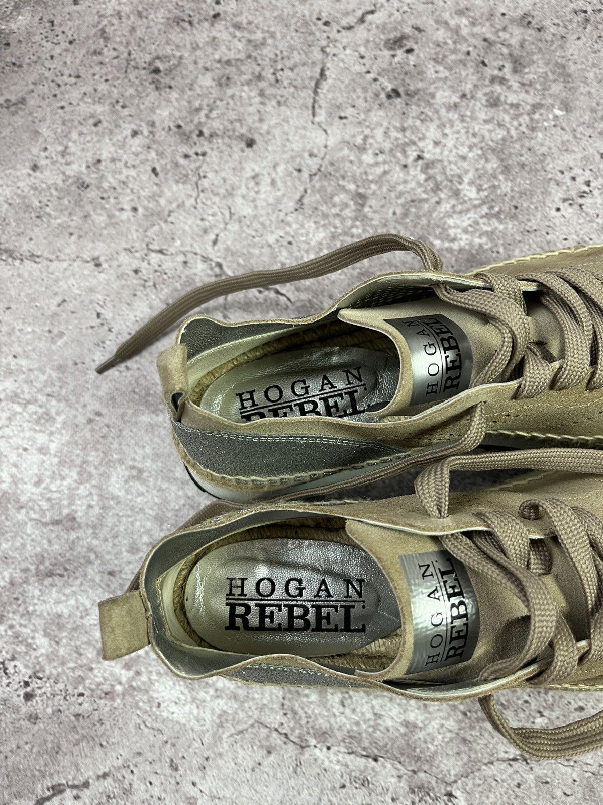 Hogan Hogan Rebel Beige Suede Espadrille Platform Sneakers Luxury Size US 8 / IT 38 - 9 Thumbnail