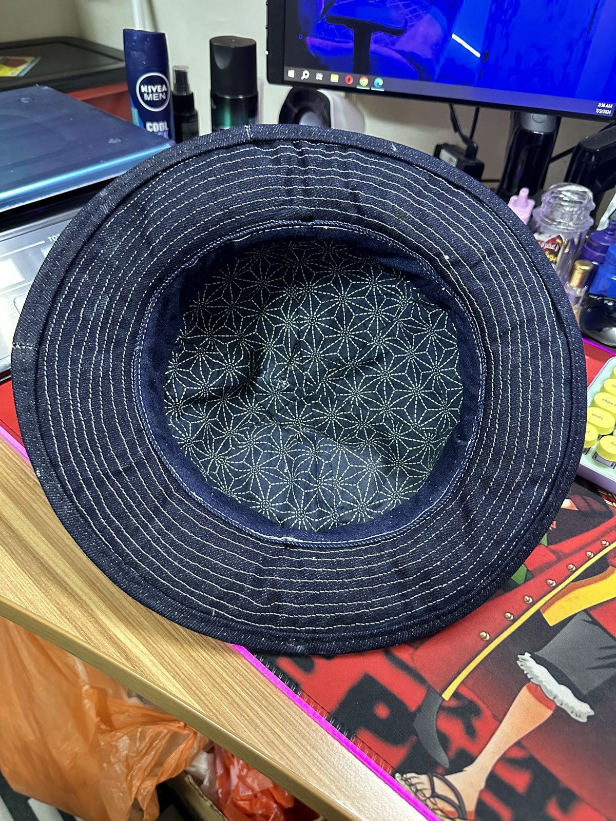 Handmade Denim bucket hat boro design custom Size ONE SIZE - 5 Thumbnail