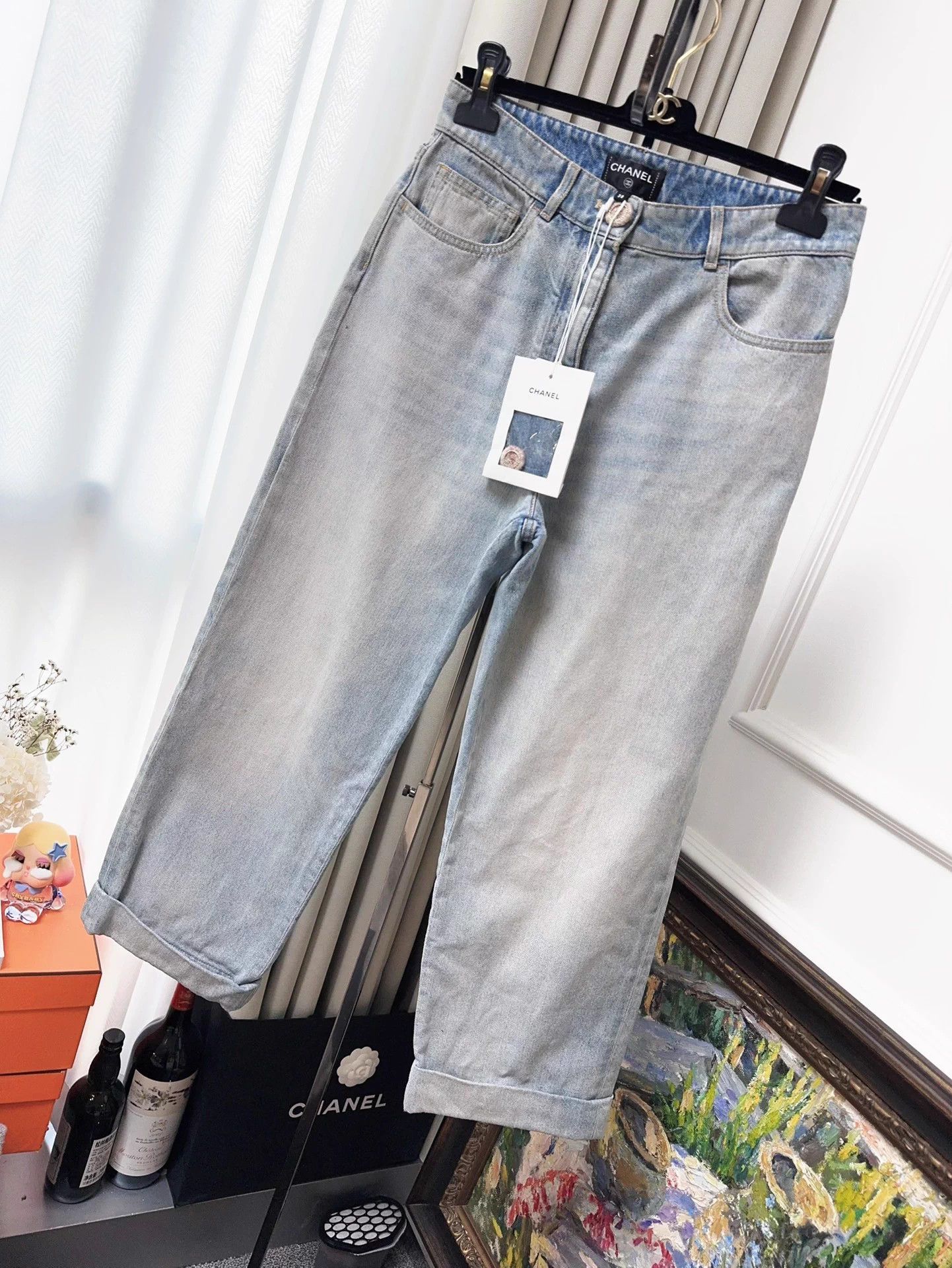Chanel CHANEL 24K Blue Iridescent Coated Straight Jean 38 Size 27" / US 4 / IT 40 - 2 Thumbnail