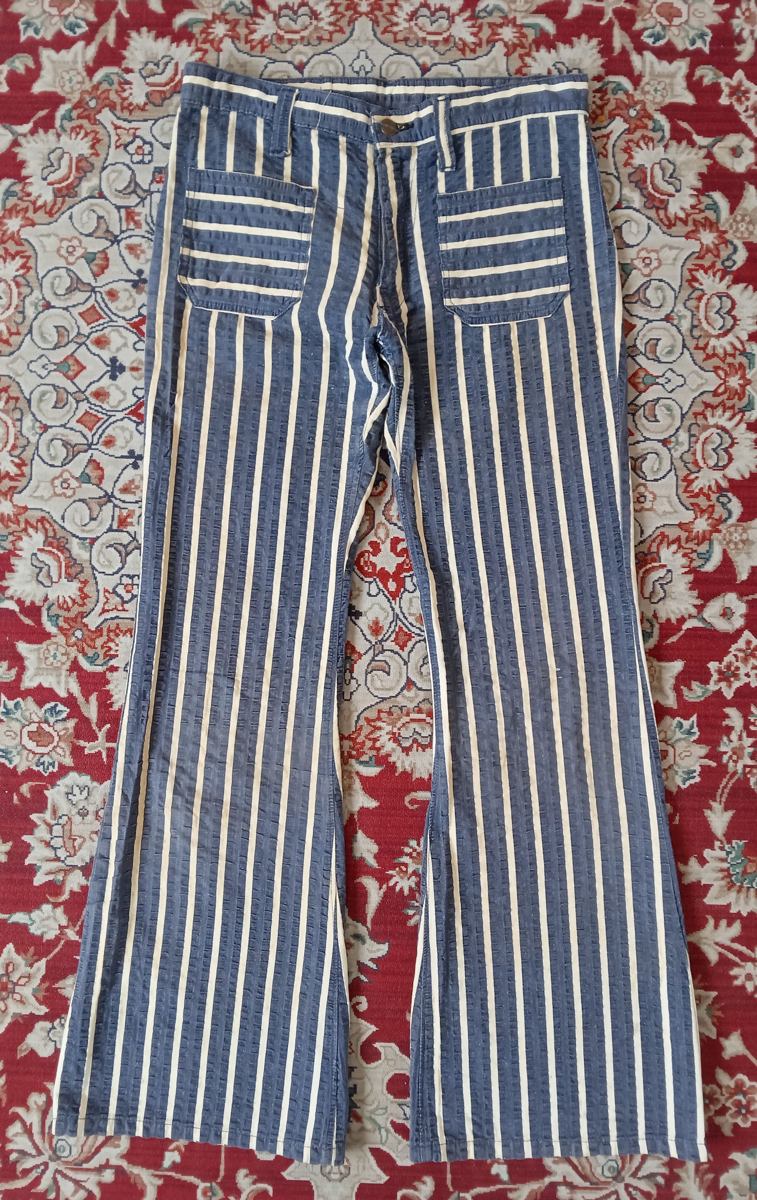 Japanese Brand × Vintage Vintage Rox - Rare Stripes Flare/ Bell Bottom Pants Size US 30 / EU 46 - 1 Thumbnail