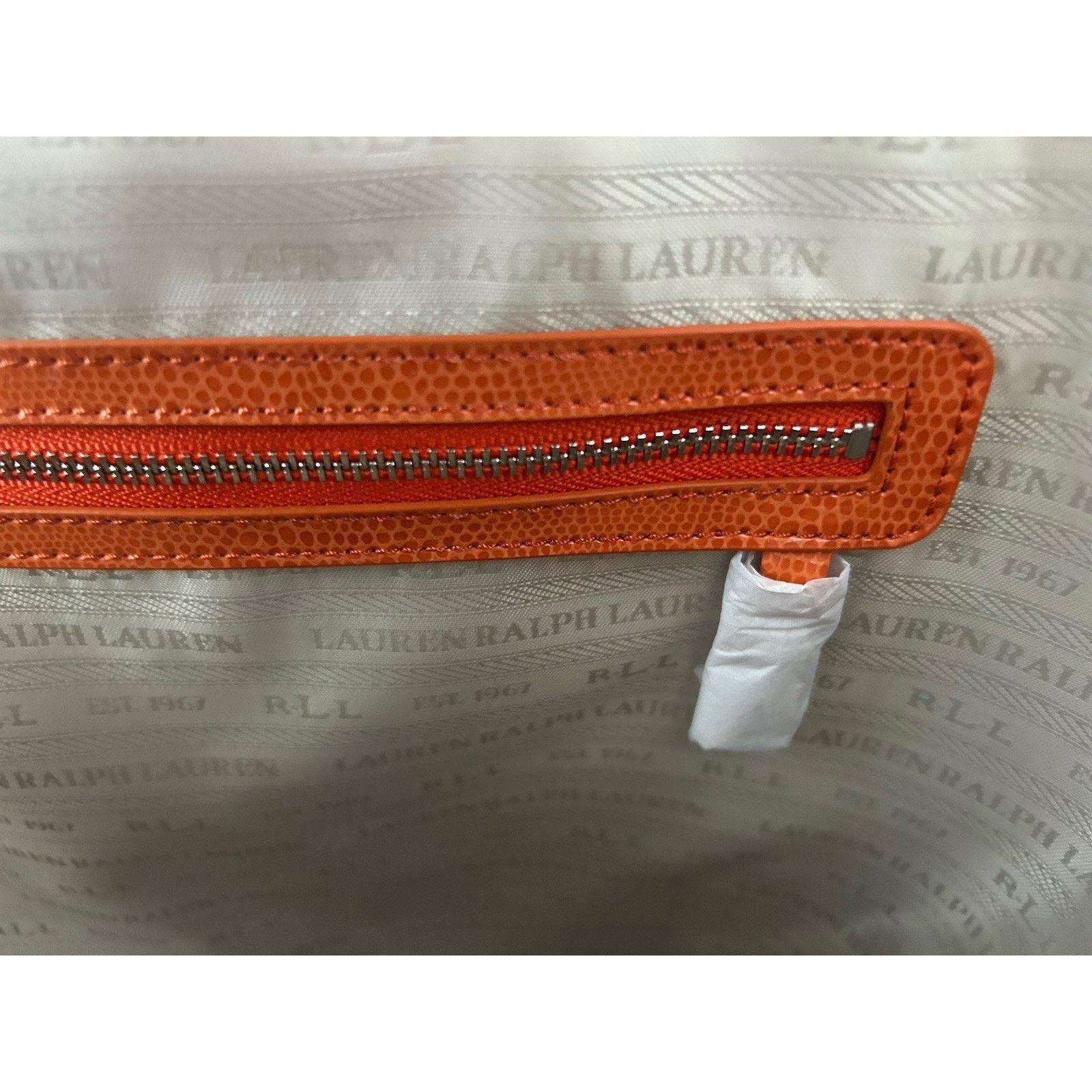 Lauren Ralph Lauren New Ralph Lauren Orange Newton Classic Tote Bag Snakeskin Size ONE SIZE - 3 Thumbnail