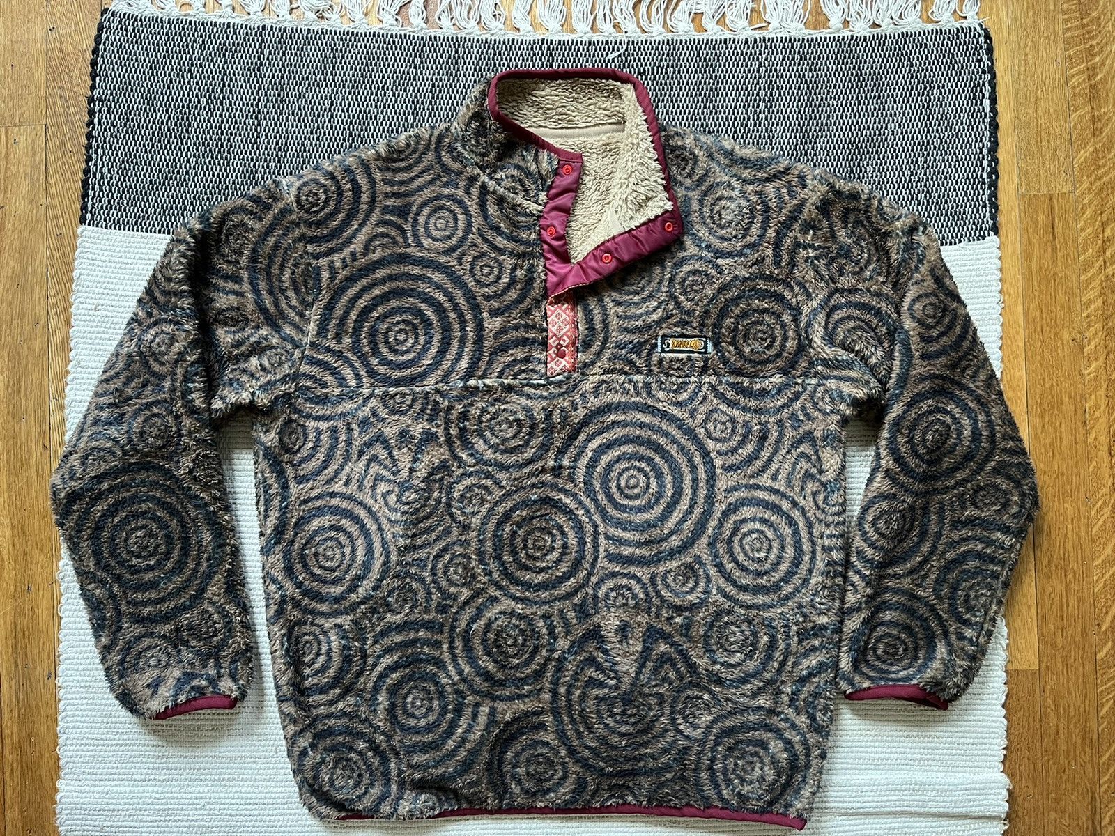 Pre-owned Kapital X Kapital Kountry Kapital Pull Over Maze Fleece With Snaps (size 2) In Brown