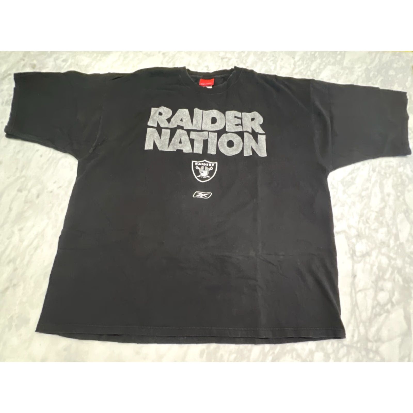 Reebok Vintage Reebok Raider Nation Graphic T Shirt Mens 2XL Black Silver Faded Big Size US XXL / EU 58 / 5 - 2 Thumbnail