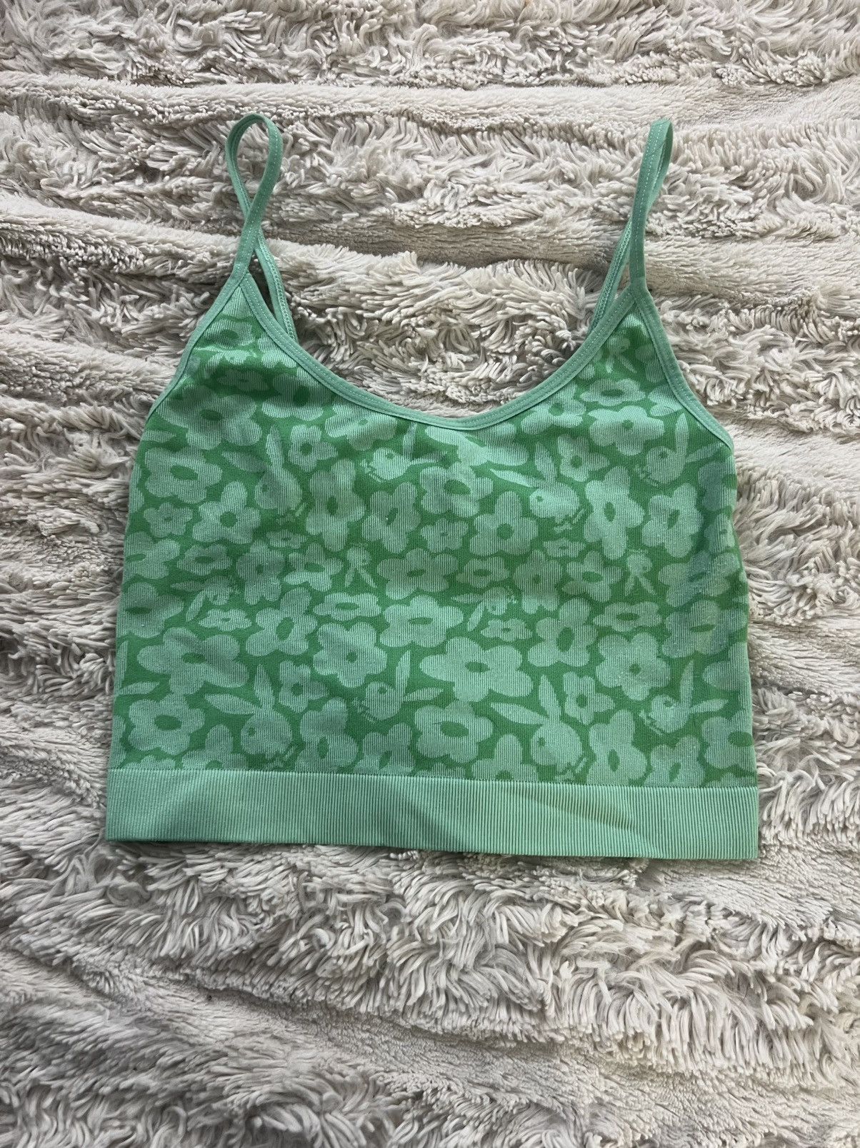 Pacsun × Playboy Pacsun Playboy Green Floral Cropped Tank Top Size Small Size S / US 4 / IT 40 - 1 Thumbnail