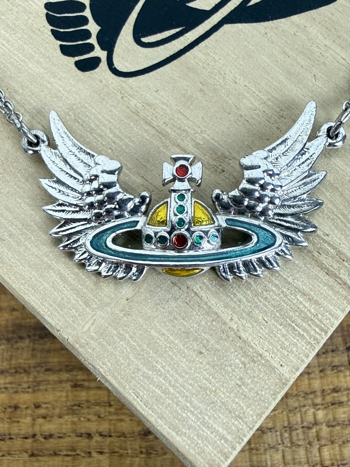 Vintage Vivienne Westwood Winged Orb Rare Pendant Necklace