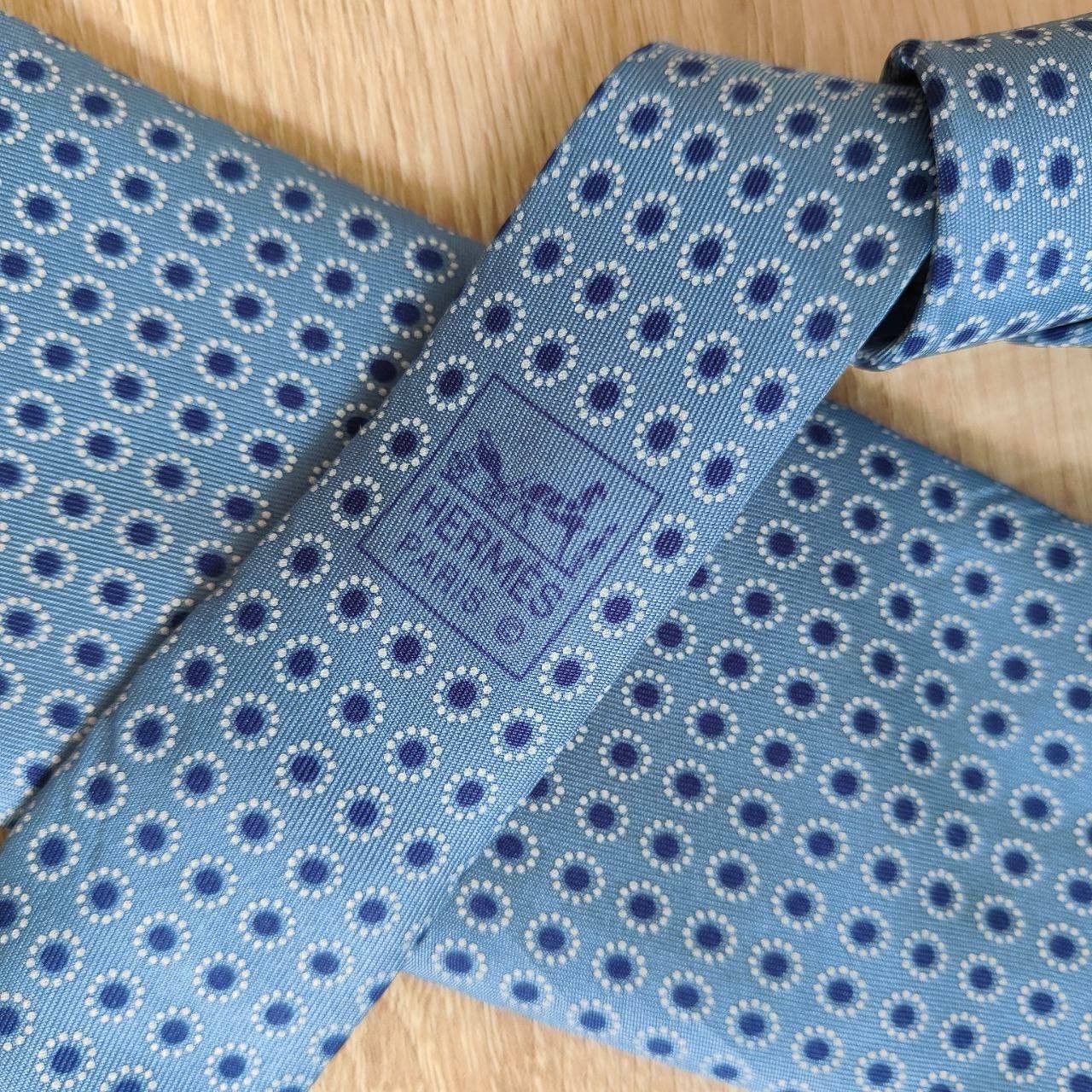 Hermes Hermes Paris Silk Tie 5357 OA Geometry Blue Size ONE SIZE - 3 Thumbnail