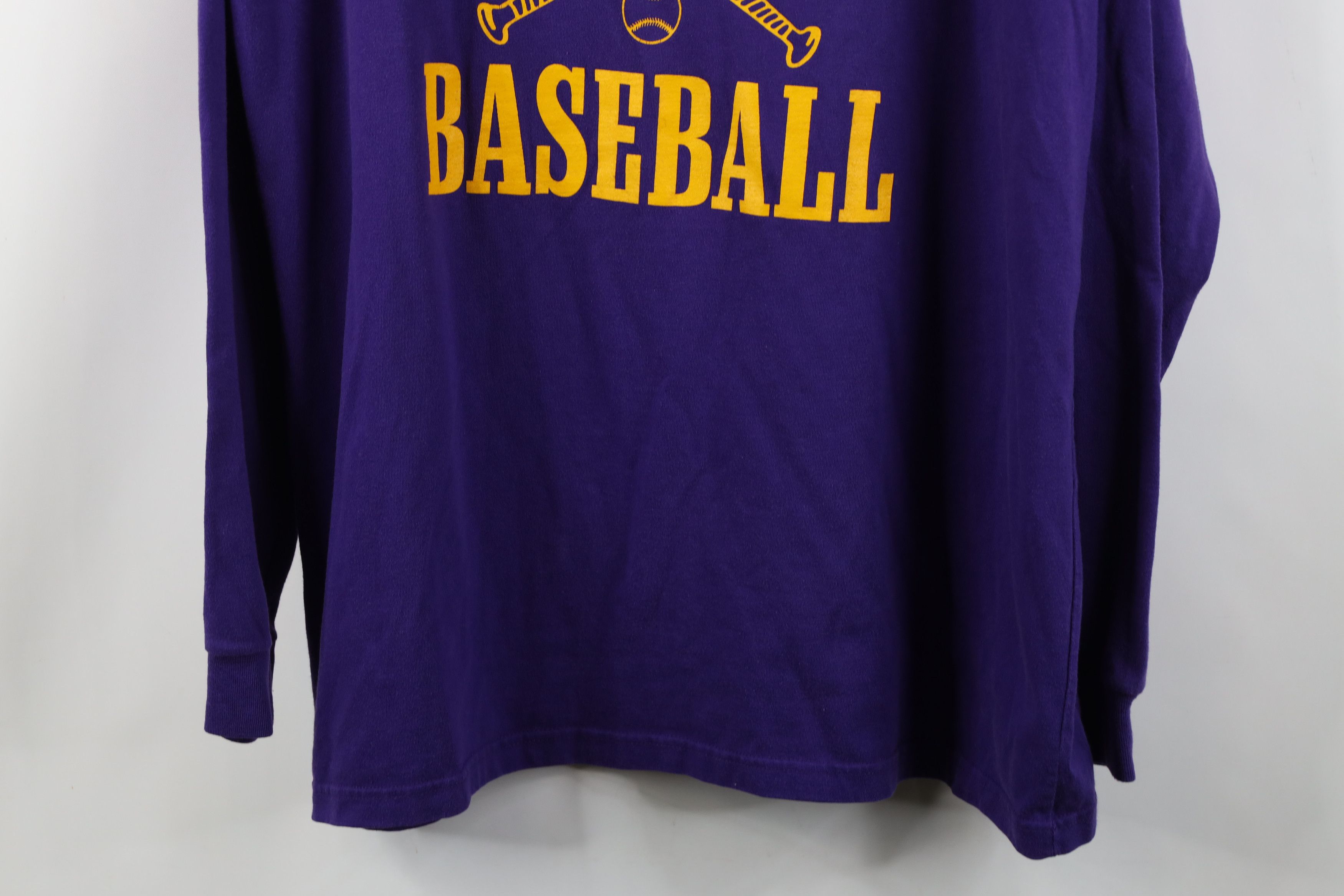Vintage Vintage 90s Streetwear Baseball Mock Neck T-Shirt Purple USA Size US XXL / EU 58 / 5 - 3 Thumbnail