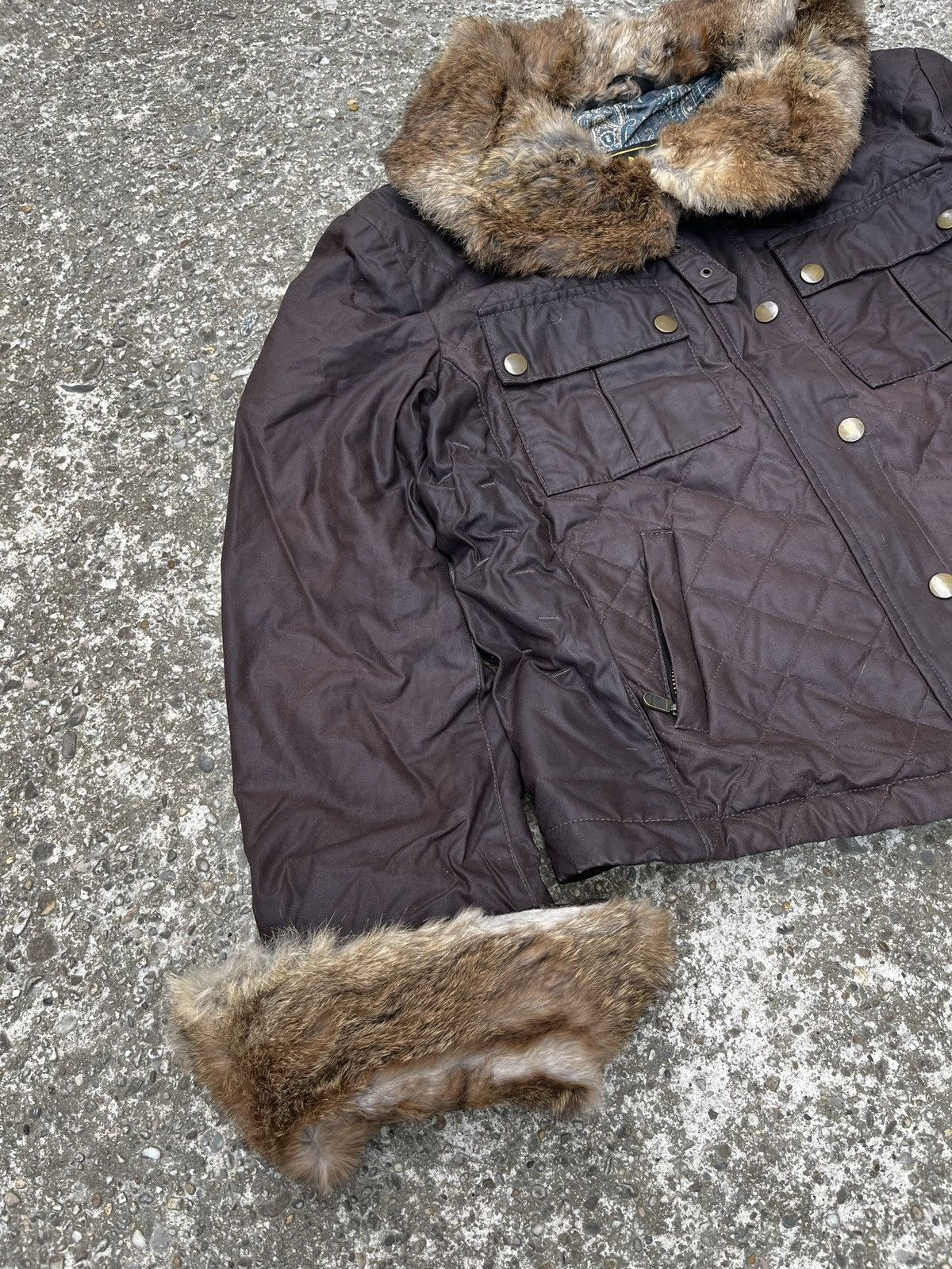 Belstaff × Vintage Belstaff Gold Label Waxed Vintage Fur Jacket Size M / US 6-8 / IT 42-44 - 2 Thumbnail