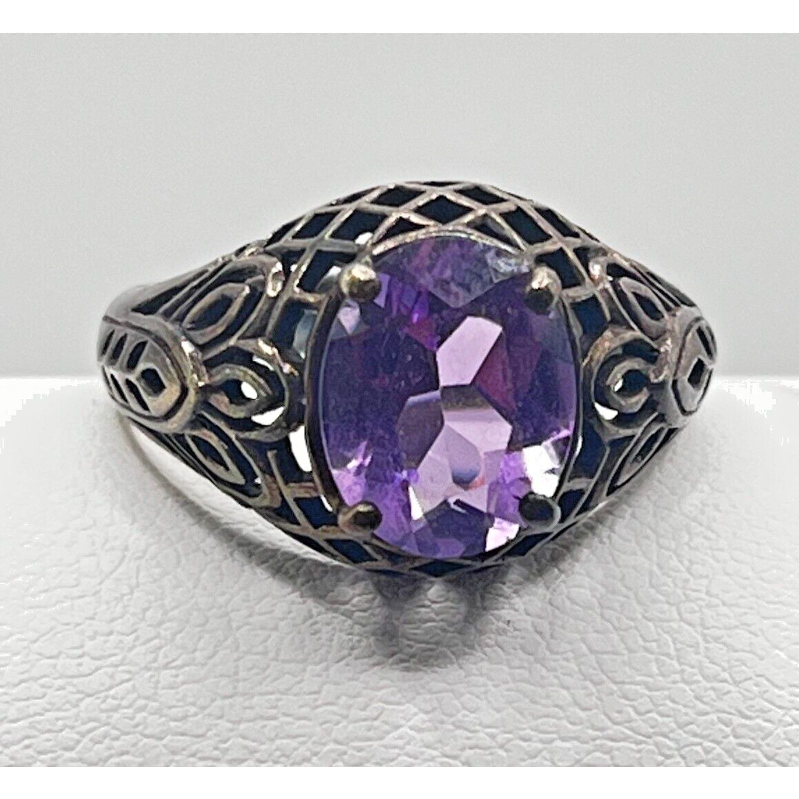 Other 1CT Natural Amethyst 925 Silver Victorian Style Ring Sz 8 Size ONE SIZE - 5 Thumbnail