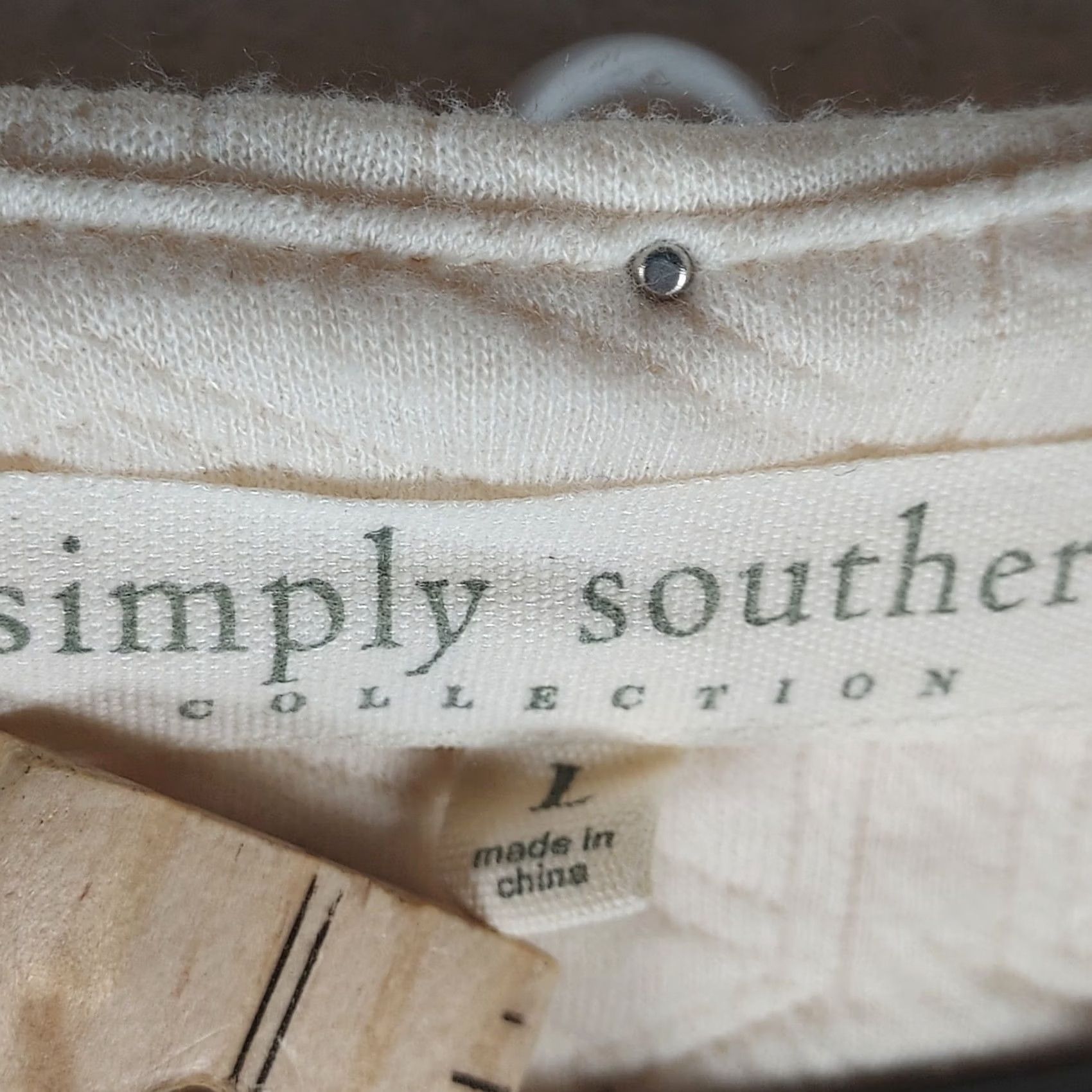 Vintage Simply Southern Blouse Tunic Women’s Large Ivory Quilted Balloon Sleeve Pullover Round Neck Casual Top Size L / US 10 / IT 46 - 6 Thumbnail