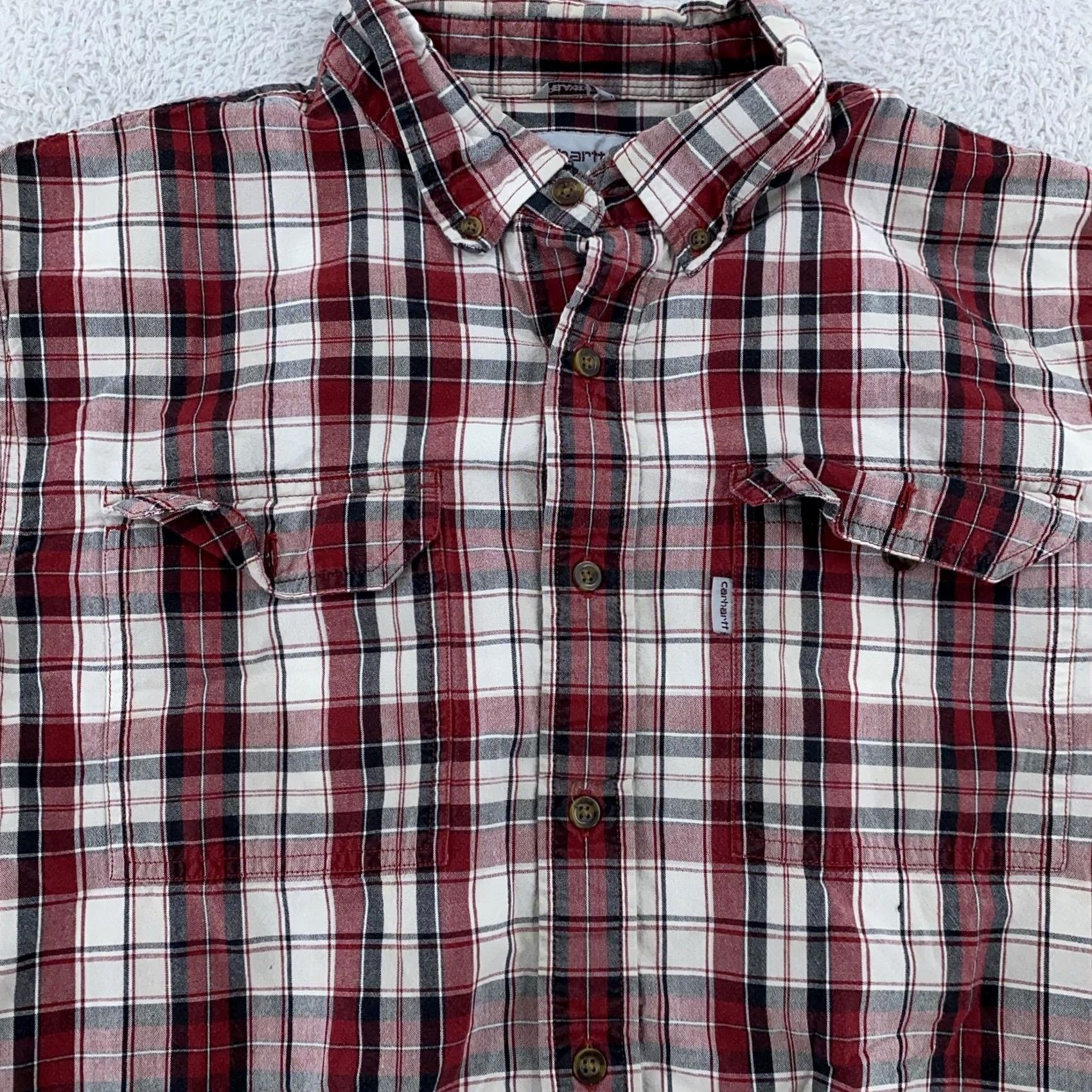 Carhartt Carhartt Shirt Men’s XL S/S Plaid Chambray Red Button-Down Relaxed Fit Size US XL / EU 56 / 4 - 2 Thumbnail