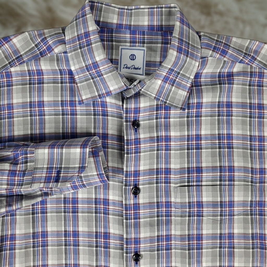 David Donahue David Donahue Shirt Mens XL Blue Plaid Button-Up Long Sleeve Casual Size US XL / EU 56 / 4 - 1 Thumbnail