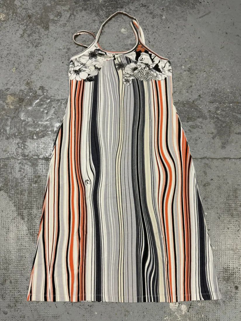 Designer × Just Cavalli × Vintage SS2004 Cavalli Abstract Orange White Flowers Dress Size S / US 4 / IT 40 - 2 Thumbnail