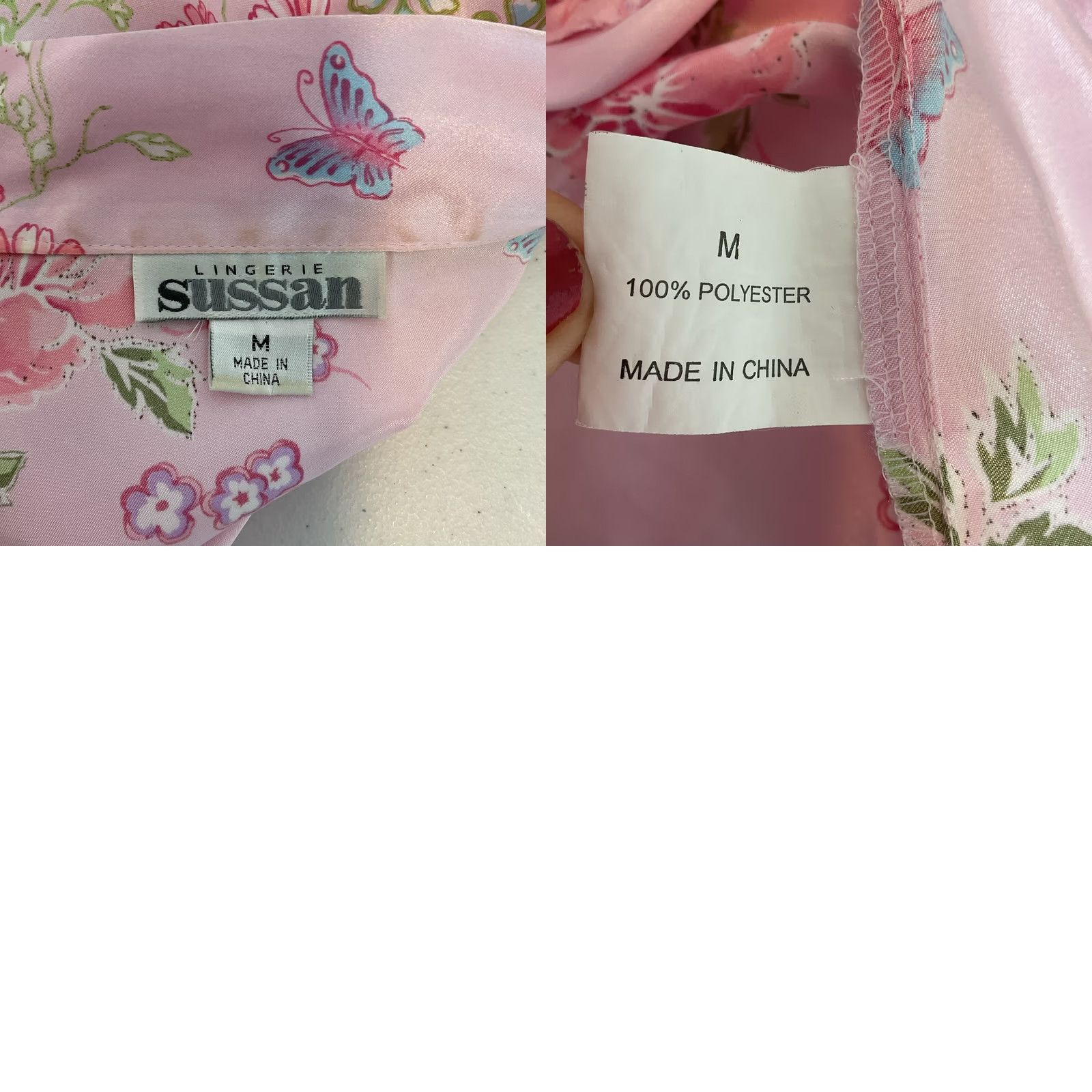 Vintage VINTAGE SUSSAN LINGERIE Nightie Sleepwear Gown Silky Pink Shiny Robe Peignoir 2pc Set M Womens Size ONE SIZE - 10 Thumbnail