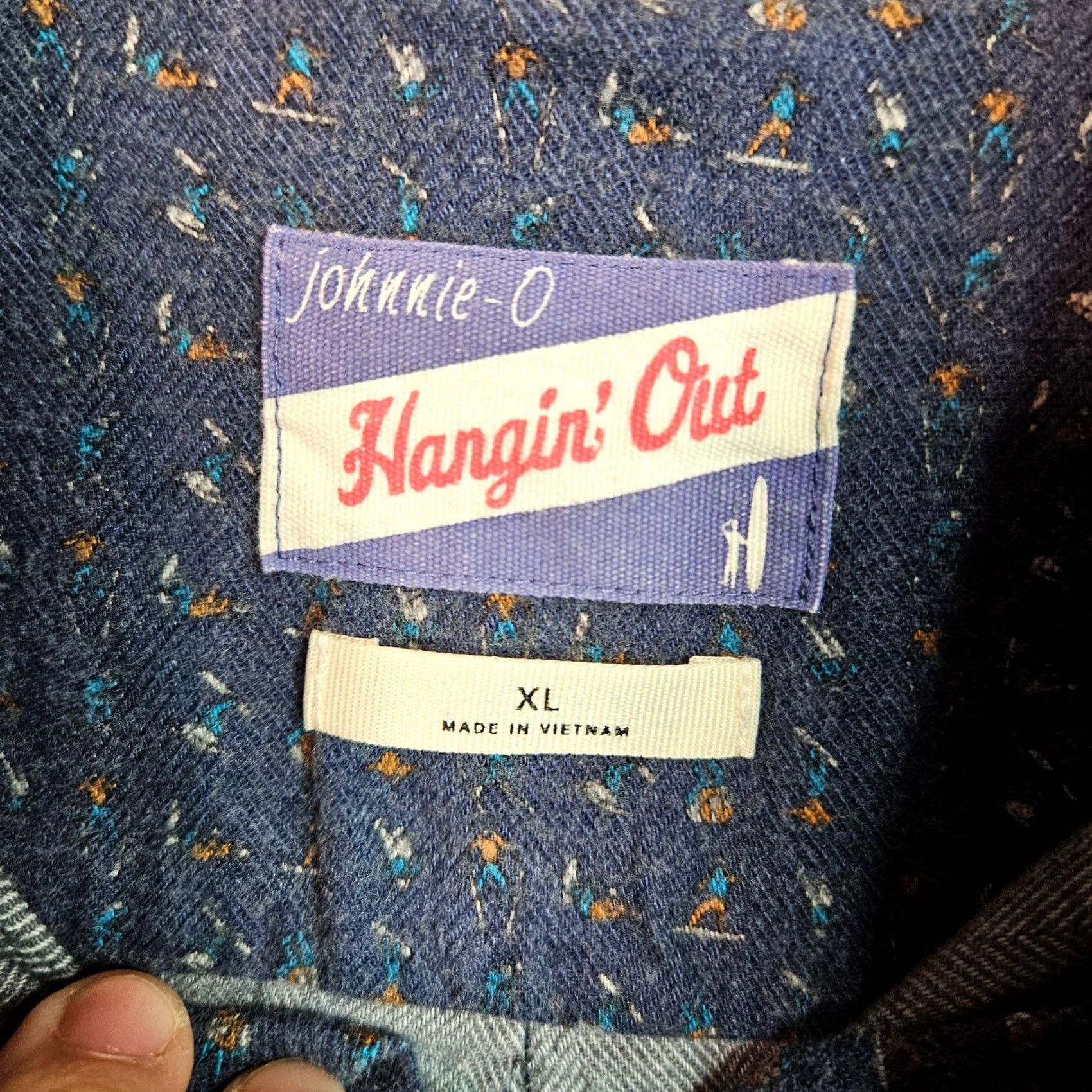 johnnie-O VINTAGE Johnnie-O Hangin' Out Men's Pappas Printed Button Up Long Sleeve Shirt XL Blue Cotton Regular Mens Size US XL / EU 56 / 4 - 3 Thumbnail