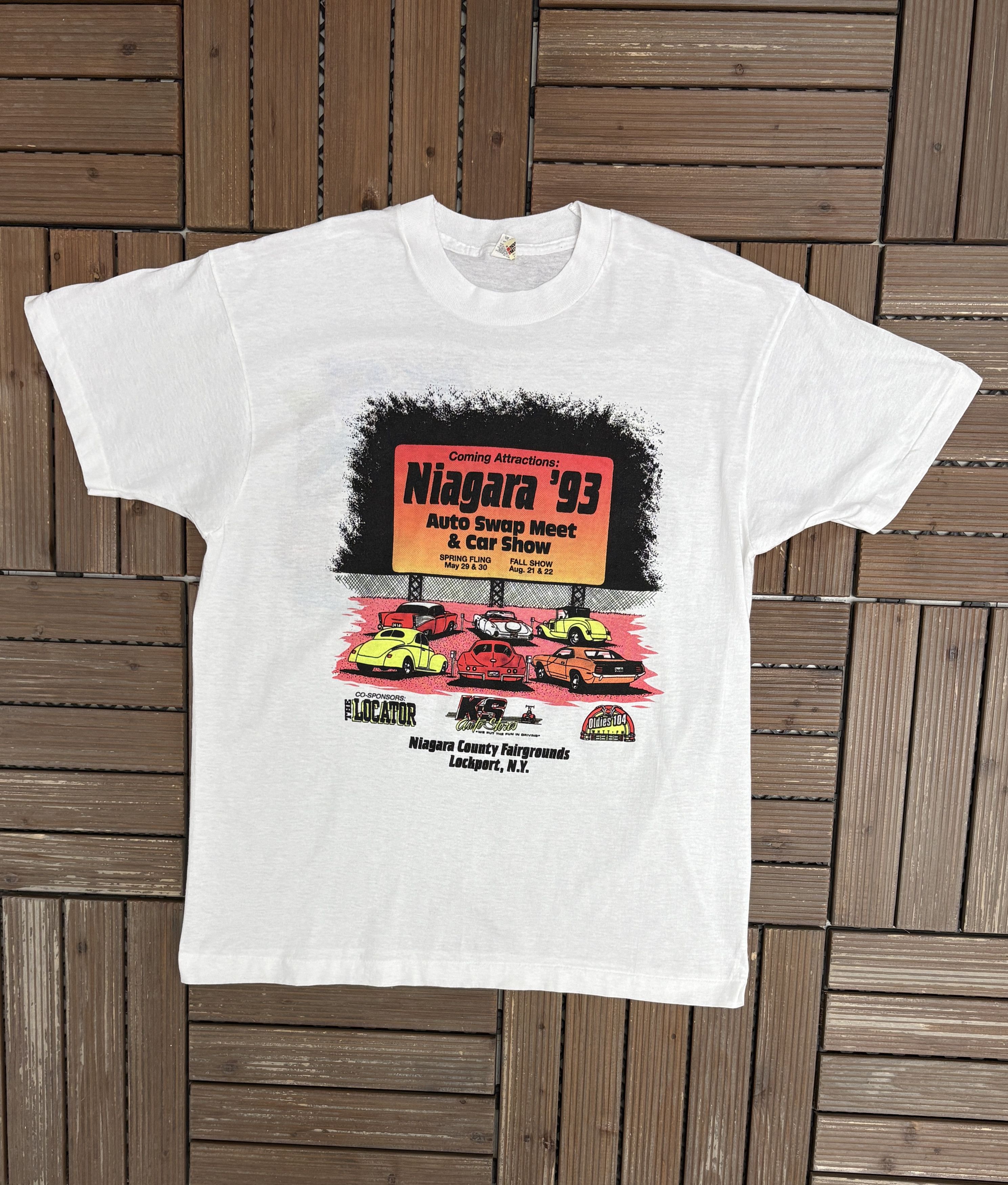 Vintage Niagara '93 Auto Swap Car Shows Vintage White T-Shirt Tee Size US XL / EU 56 / 4 - 1 Thumbnail