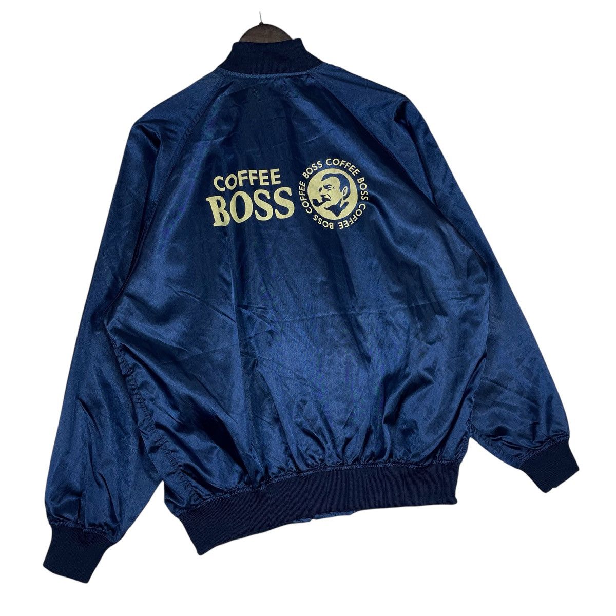 Vintage Vintage Suntory Boss Coffee Bomber Jacket Navy Blue Satin Size US XL / EU 56 / 4 - 2 Thumbnail