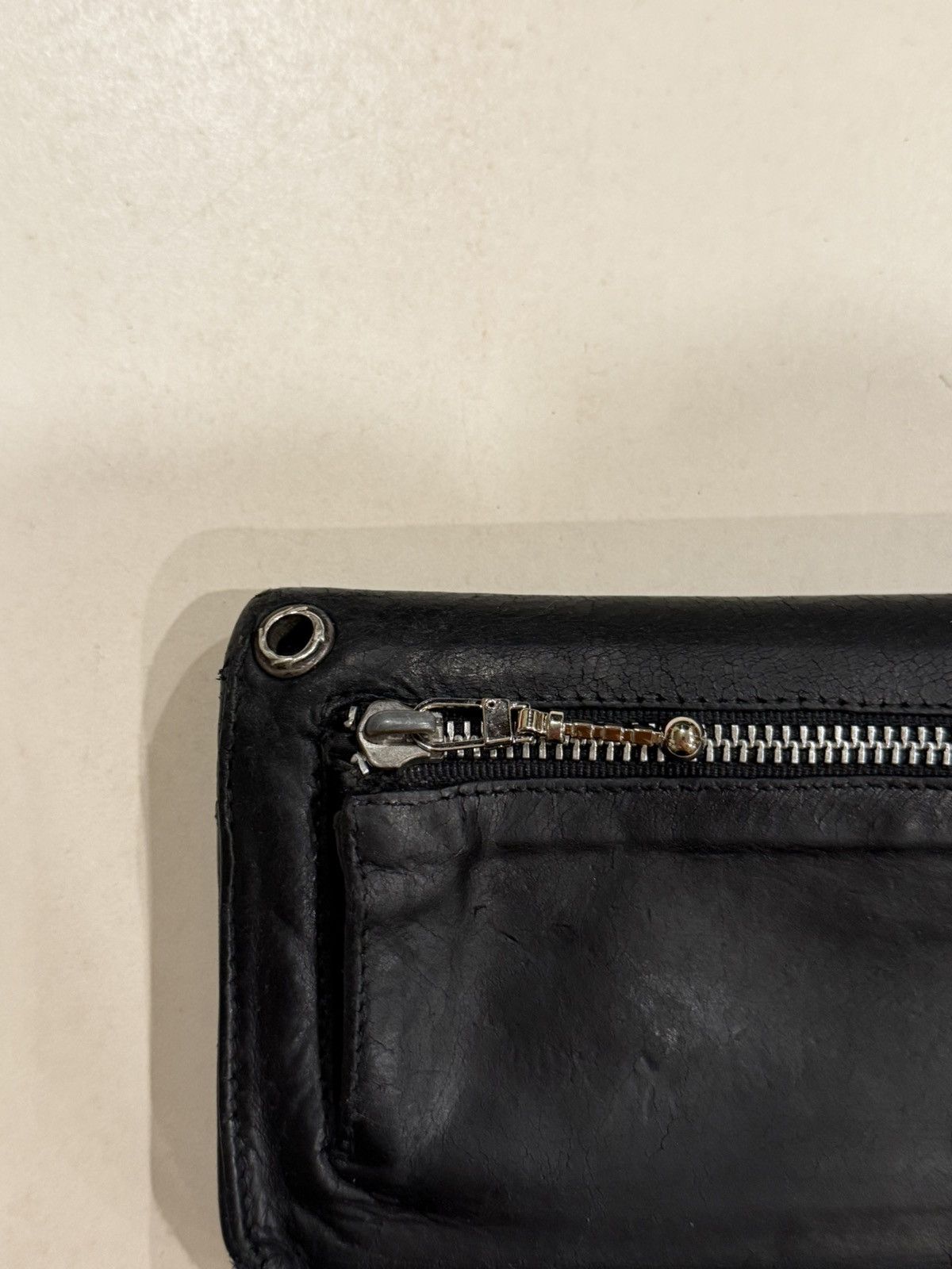 Chrome Hearts Chrome Hearts Black Leather Wave Wallet Silver Cross Balls Size ONE SIZE - 8 Thumbnail