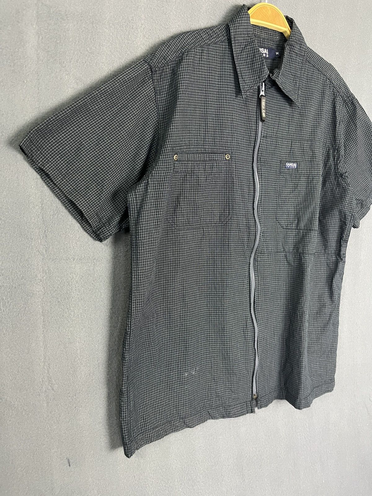 Designer × Japanese Brand × Kansai Yamamoto Kansai Jeans Checkered Double Pocket Zip Up Short Sleeve Size US M / EU 48-50 / 2 - 4 Thumbnail