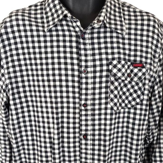 Vintage Current Checked Shirt Mens Size Large Black White Plaid Skater Surf & Skate Shirt Size US L / EU 52-54 / 3 - 2 Thumbnail