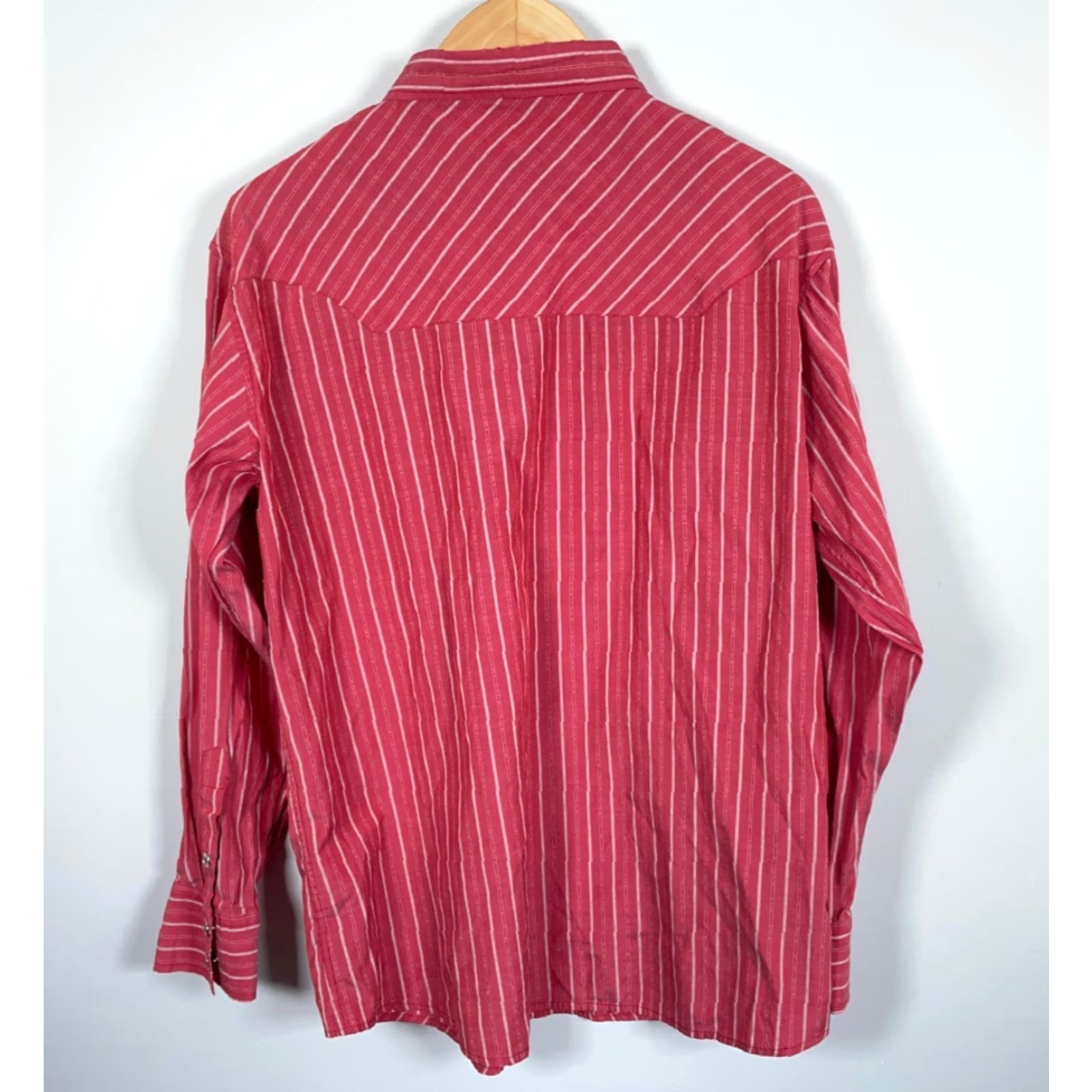 Vintage Maxini Western Shirt Men XL Red Stripe Snap Buttons Rockabilly Cowboy Size US XL / EU 56 / 4 - 2 Thumbnail